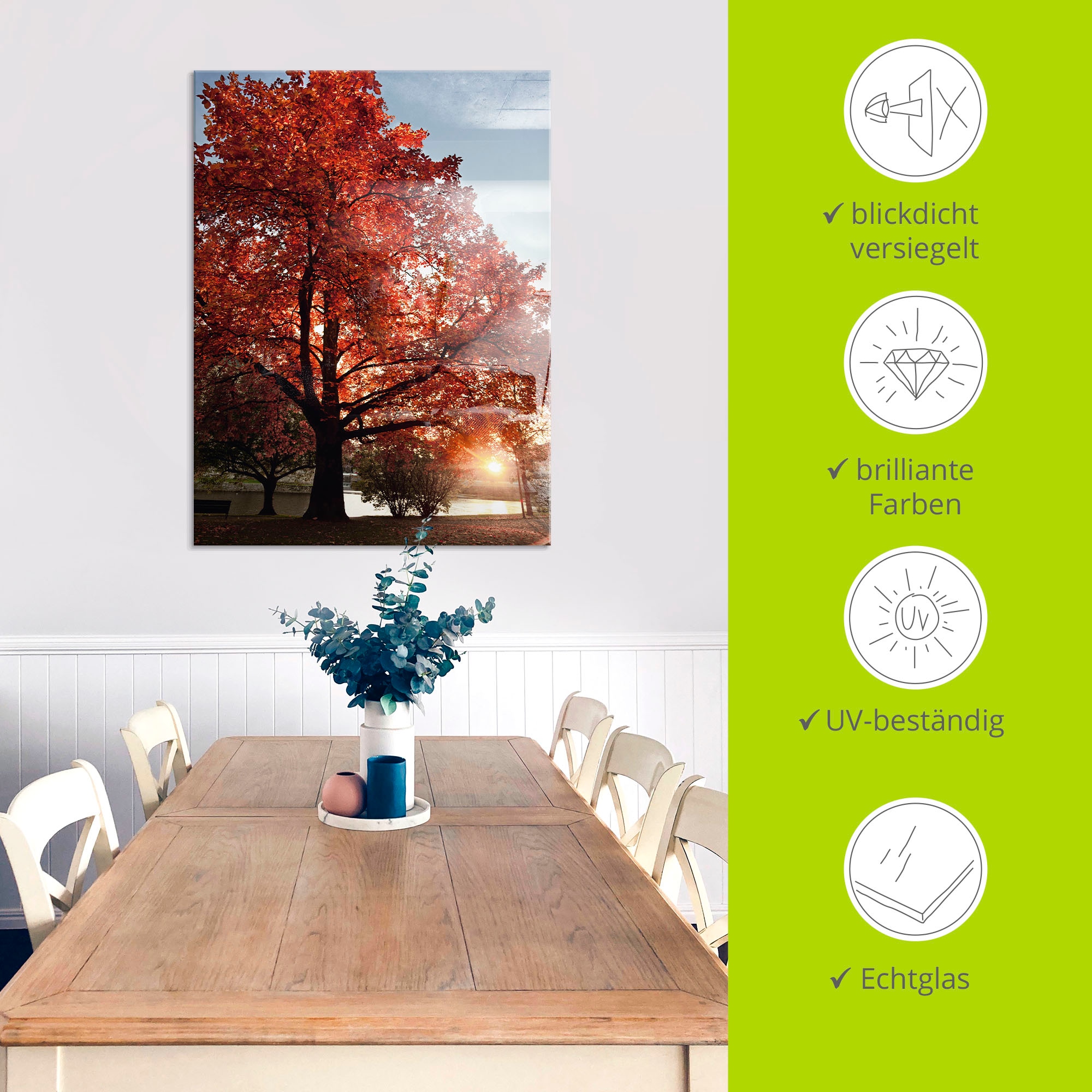 Artland Glasbild »Herbstbaum«, Bäume, (1 St.), in verschiedenen Größen