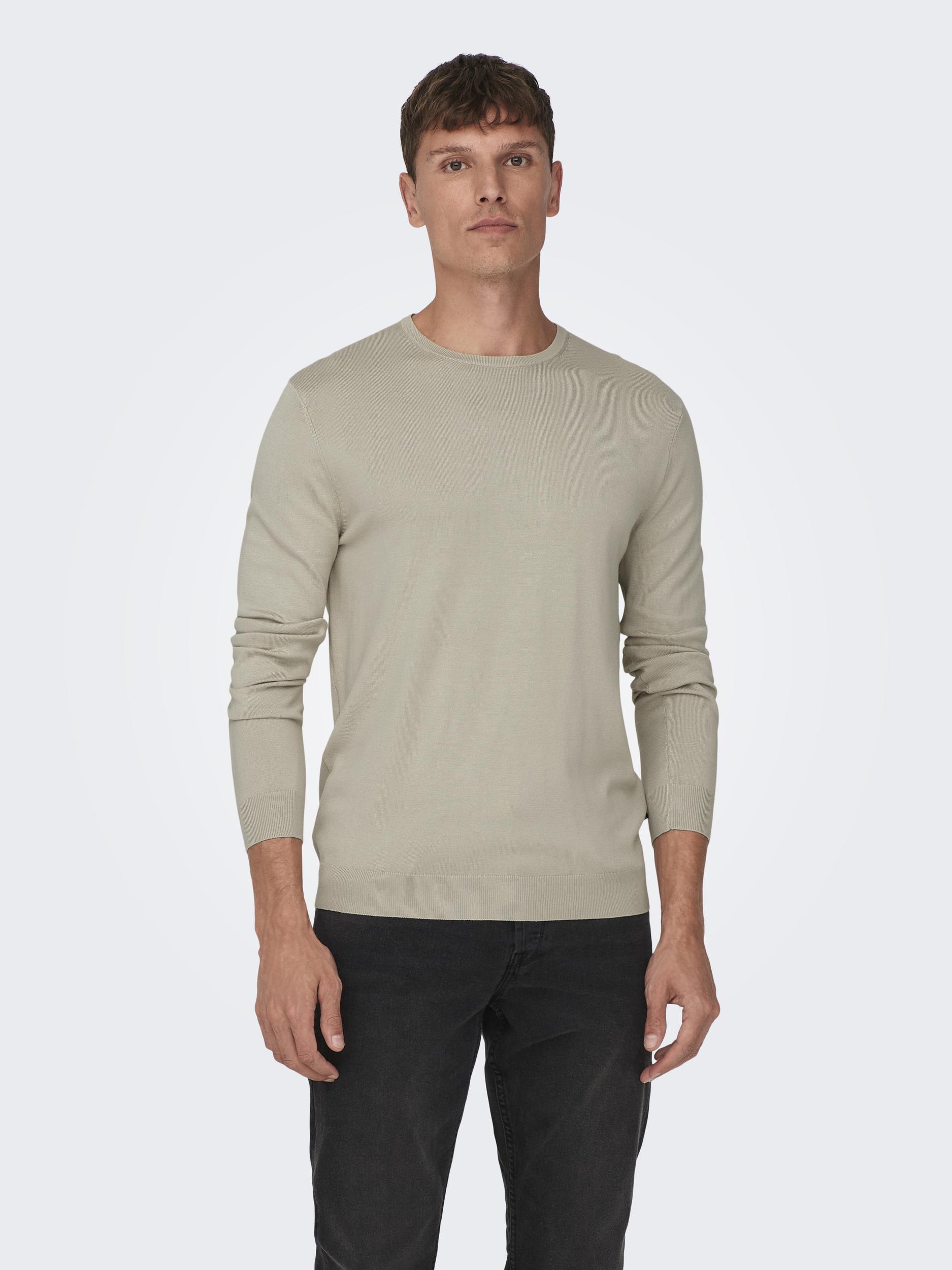 ONLY & SONS "ONSWYLER LIFE REG 14 LS CREW KNIT NOOS" Viskosemischung, regular fit