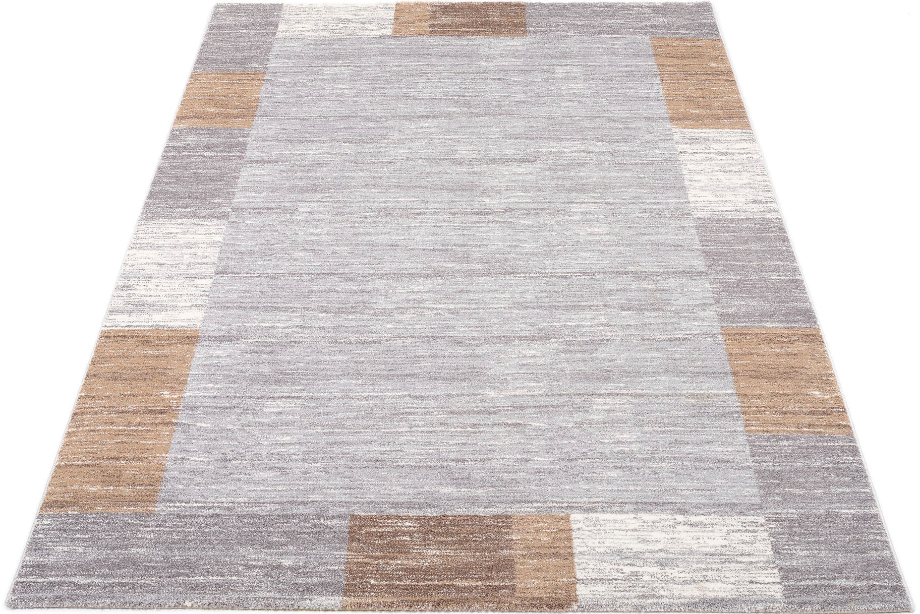 Teppich OCI DIE TEPPICHMARKE "Sofi Star", grau, B:80cm H:12mm L:150cm, Kunstfaser, Teppiche, Teppich, Frisé Teppich, Kurzflor, mit Bordüre, Wohnzimmer