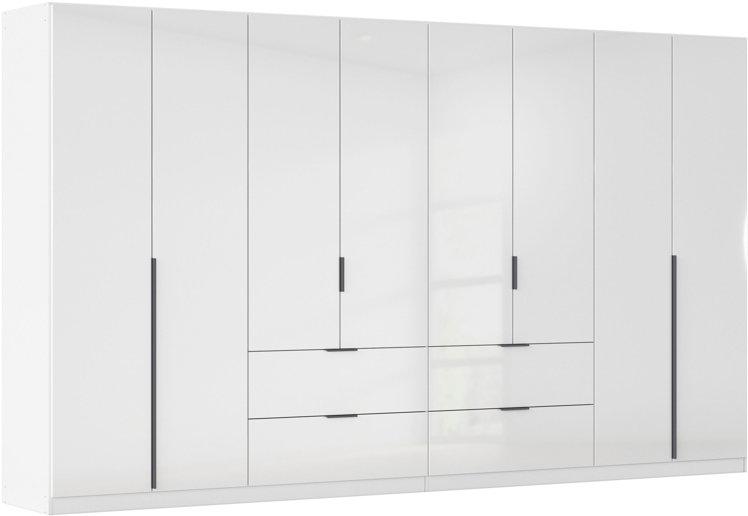 OTTO home Drehtürenschrank "Kleiderschrank Schrank Garderobe AGORDO mit Dekor- oder Hochglanzfront" in zwei Griff-Farben, Breite 360 cm, mit Außenschubkästen, Serie in 7 Breiten und 2 Höhen MADE IN GERMANY