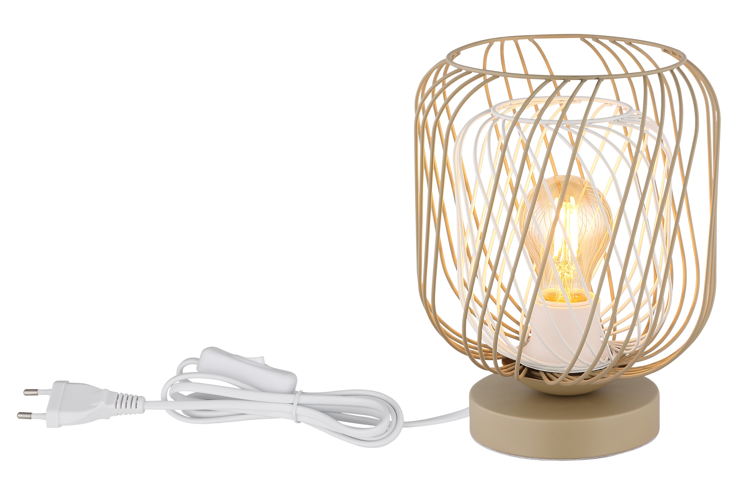 GLOBO LIGHTING Tischleuchte »DICHTI«, Leuchtmittel E27 | ohne Leuchtmittel, Tischlampe/sandfarben/Metallgeflecht/Wohnzimmer/Schlafzimmer