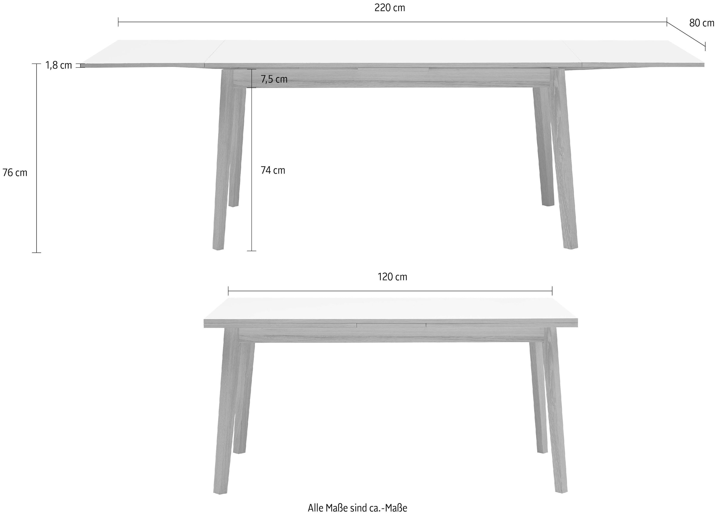 Hammel Furniture Esstisch »Basic Single, schnell innenliegende Einlegeplatten ausziehbar,«, 120(220)x80 cm, Melamin / Massivholz, stabiler dänische Design Tisch