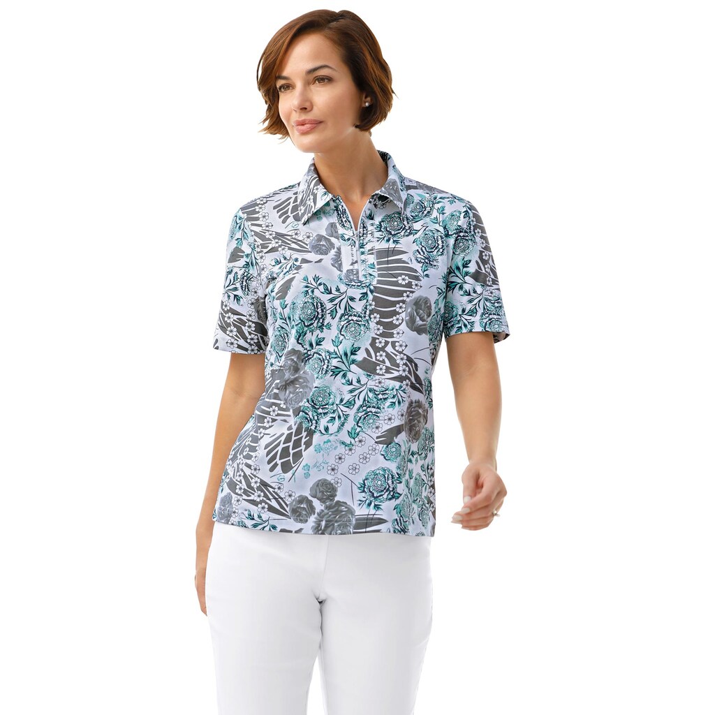 Damenmode Shirts & Sweatshirts Classic Basics Poloshirt »Shirt«, (1 tlg.) aqua-gemustert Damenmode Shirts & Sweatshirts Classic Basics Poloshirt »Shirt«, (1 tlg.) aqua-gemustert