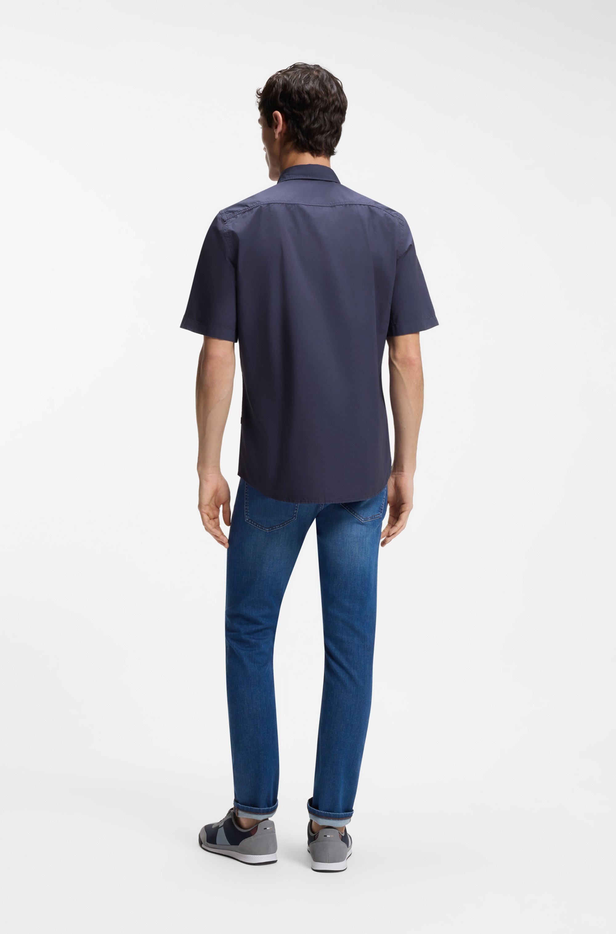 BOSS ORANGE Kurzarmhemd Regular Fit, Kentkragen, Kurzarm