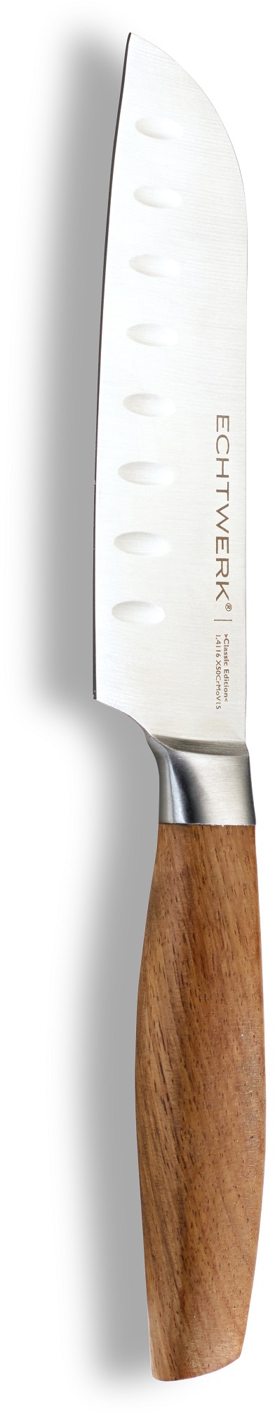 ECHTWERK Santokumesser "Classic Edition" Küchenmesser, Edelstahl, Klingenlänge 15 cm, Griff aus Akazienholz