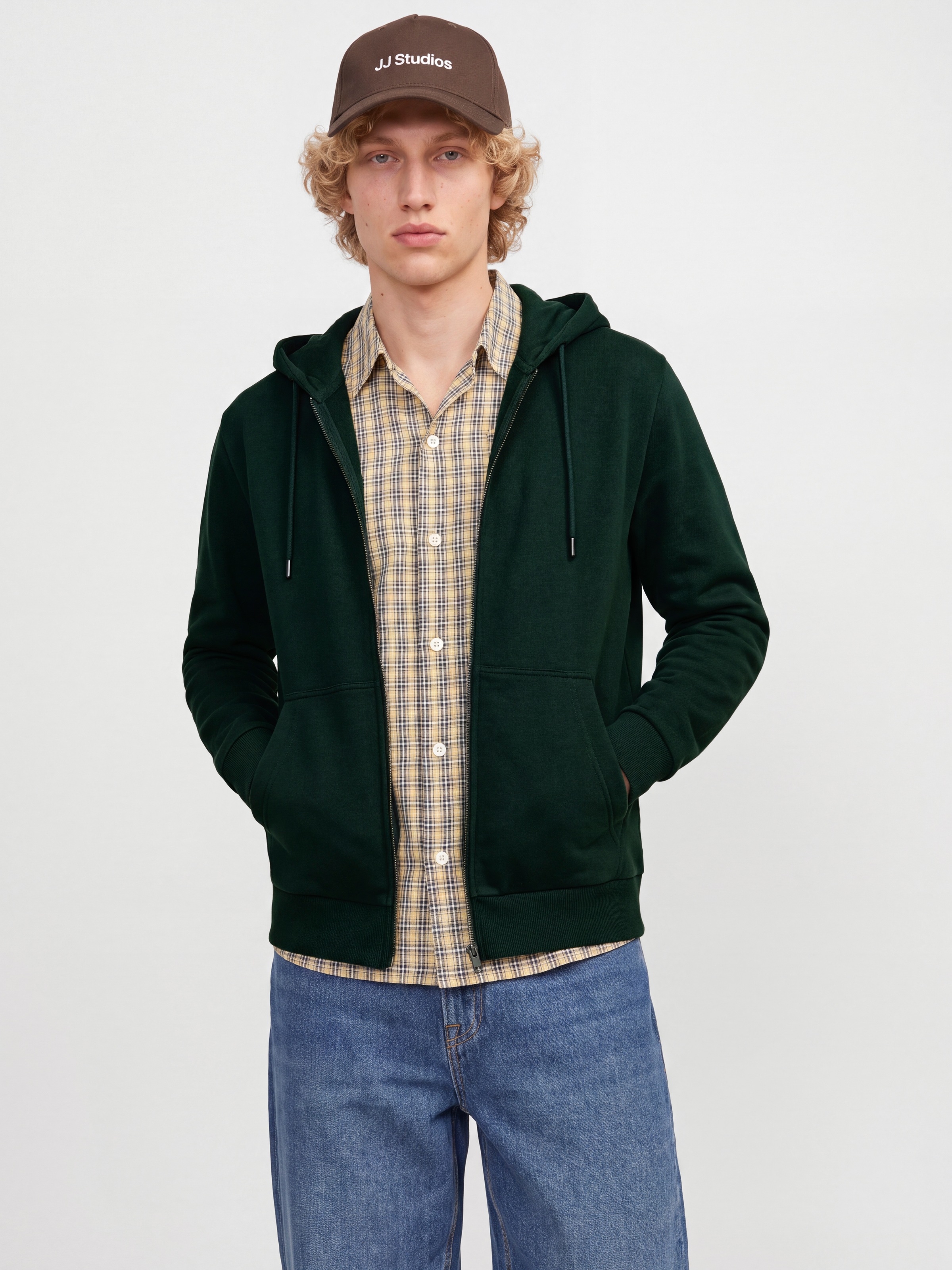 Jack & Jones Kapuzensweatjacke "JJEBRADLEY mit Kapuze, ideal für kalte Jahreszeit" Materialmix, relaxed fit