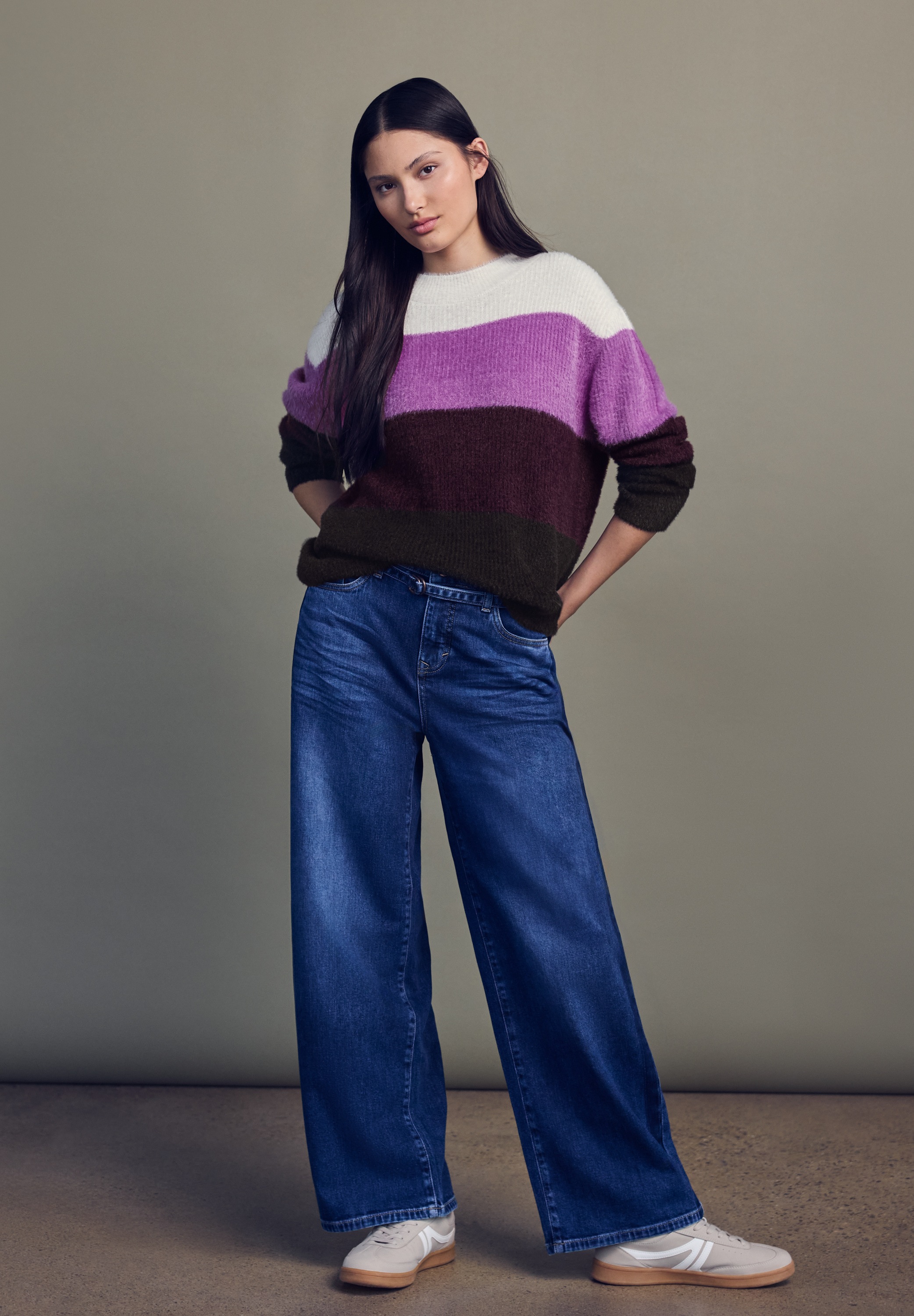 STREET ONE STUDIO Strickpullover mit buntem Streifenmuster günstig online kaufen