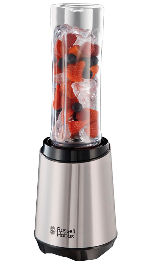 RUSSELL HOBBS Smoothie-Maker "Mix & Go Smoothie Maker 23472-56", B:12,7cm H:17cm T:12,7cm, grau, Zerkleinerer, 600 ml Mixbehälter, spülmaschinenf.,