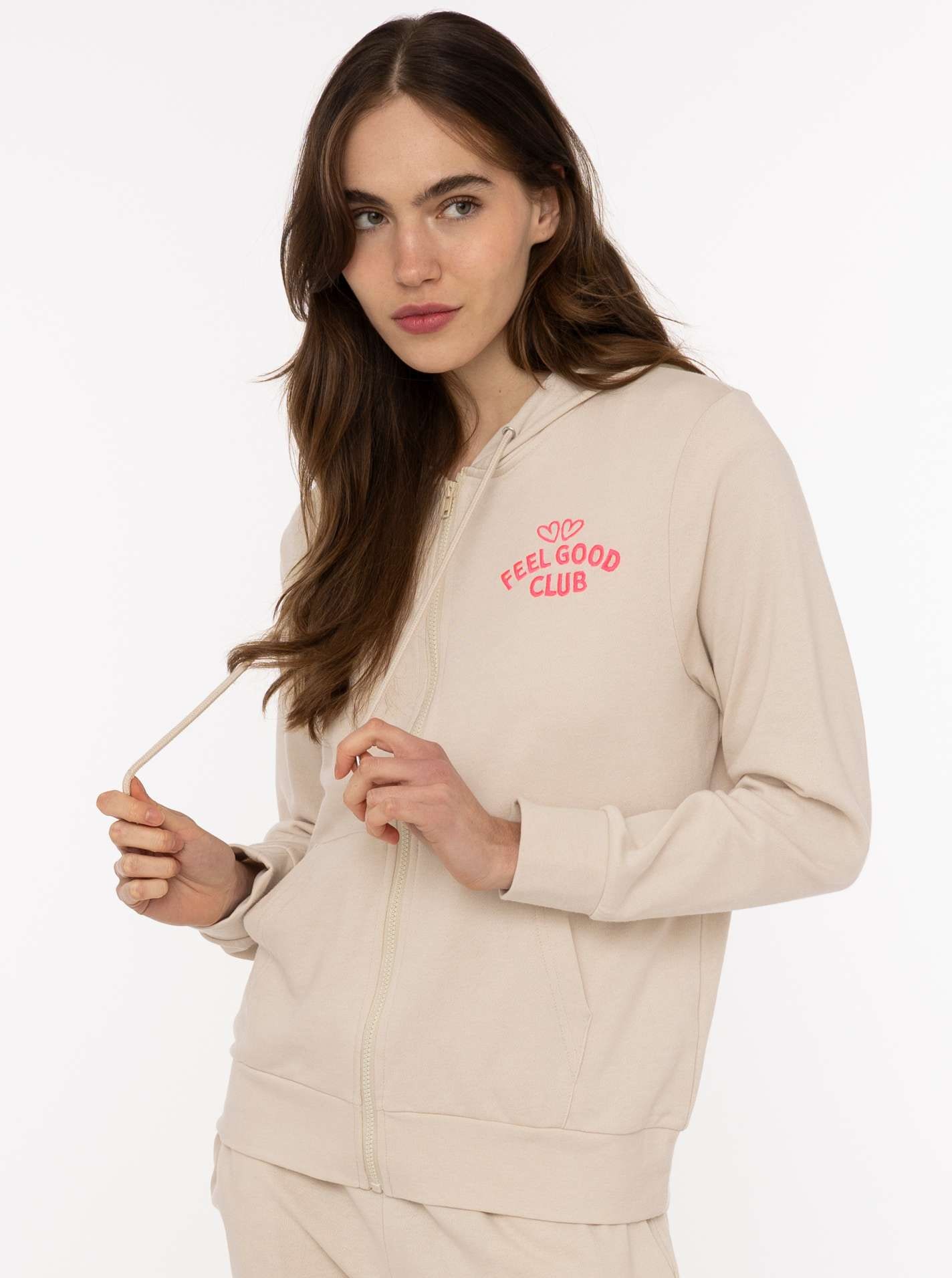 Zwillingsherz Kapuzensweatjacke ""Feel Good Club"" Kapuze, zum Binden, Tasc günstig online kaufen