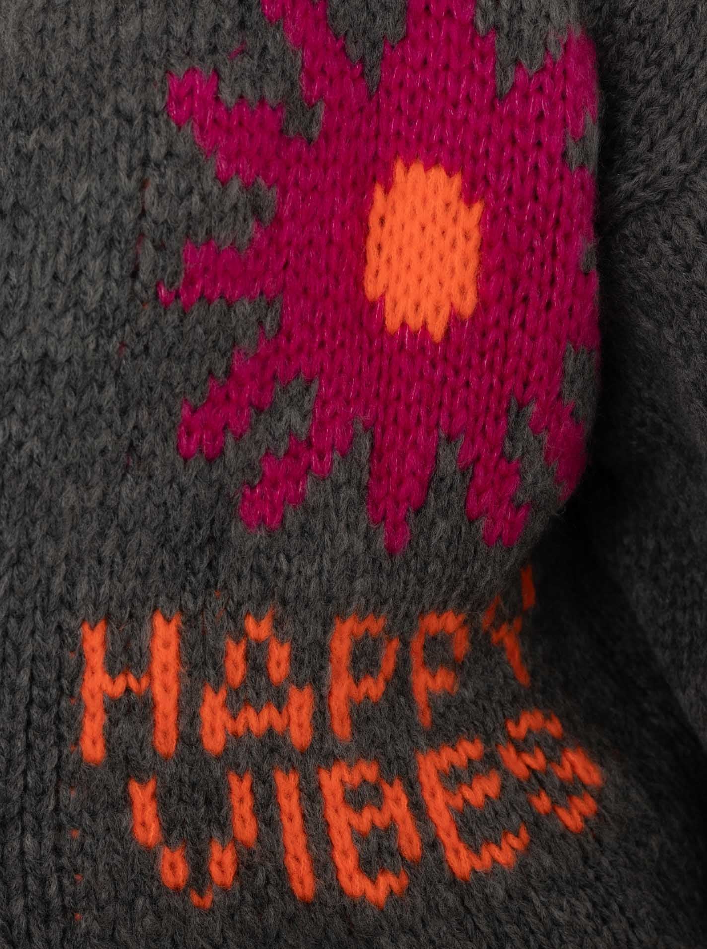 Zwillingsherz Cardigan »"Happy Vibes"« Knopfleiste, großes Motiv mit Blume und Schrift hinten, One Size