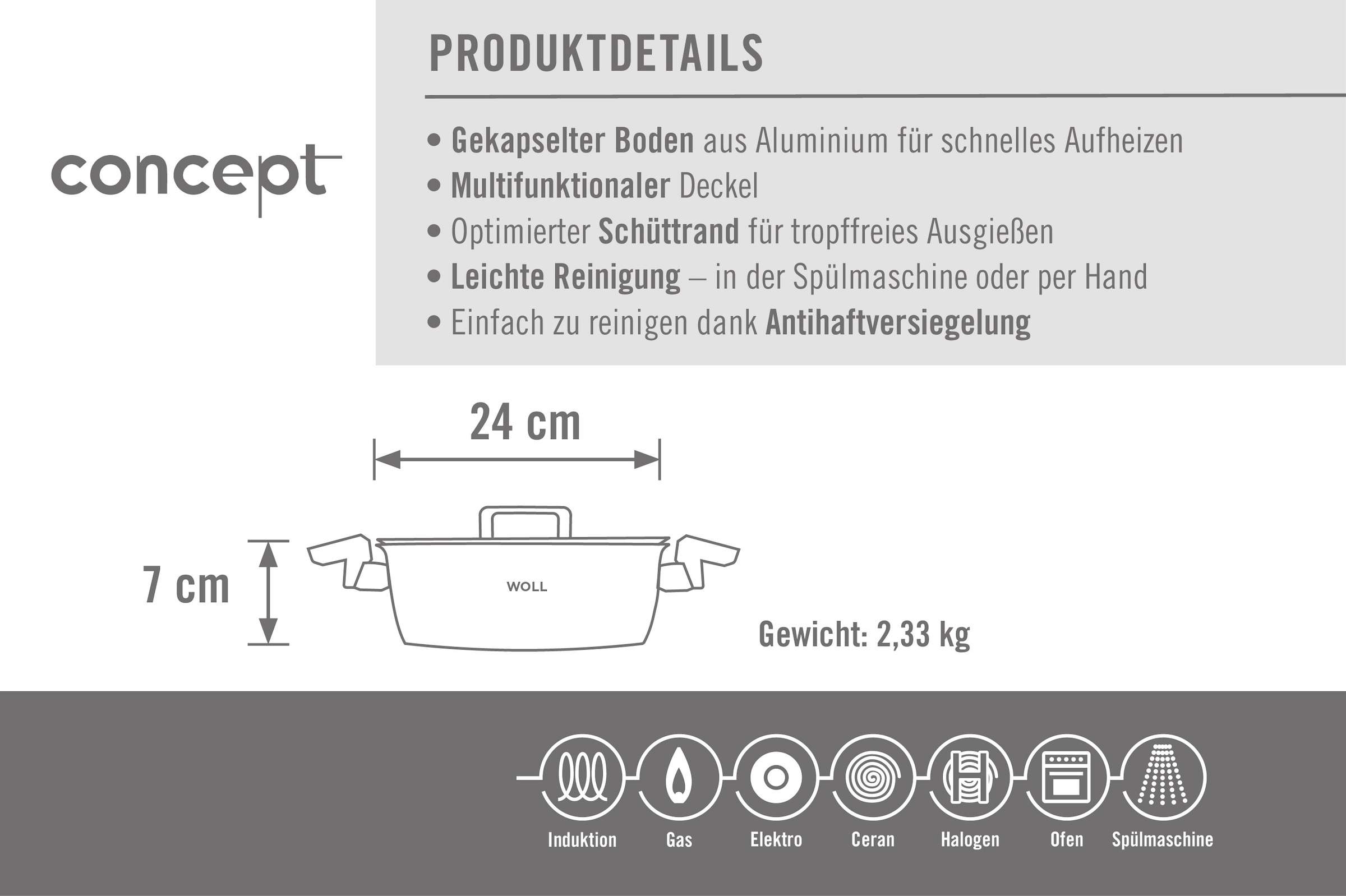 WOLL Bratentopf »Concept« 1 Stk. tlg. Edelstahl 18/10