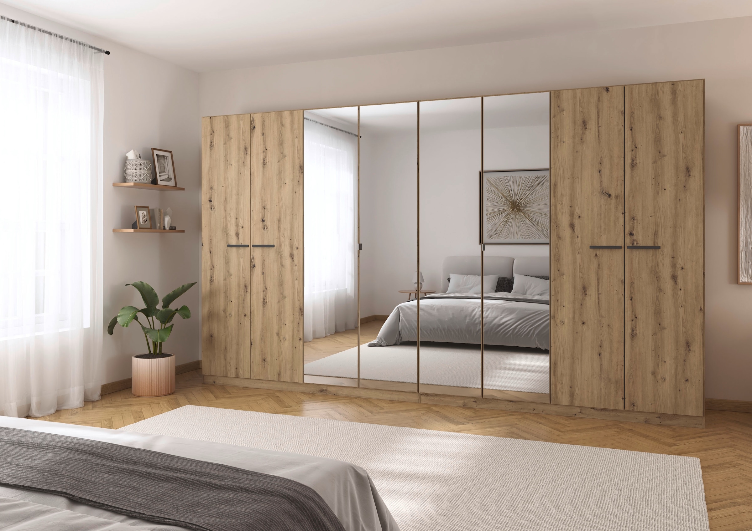 rauch Drehtürenschrank »Kleiderschrank Schrank Garderobe TOPSELLER OTELI inkl. Inneneinteilung«, (erhältlich in Breiten 91-360 cm, ab Breite 136cm inkl. Innenschubladen), mit zusätzlichen Einlegeböden, optional mit Spiegel MADE IN GERMANY