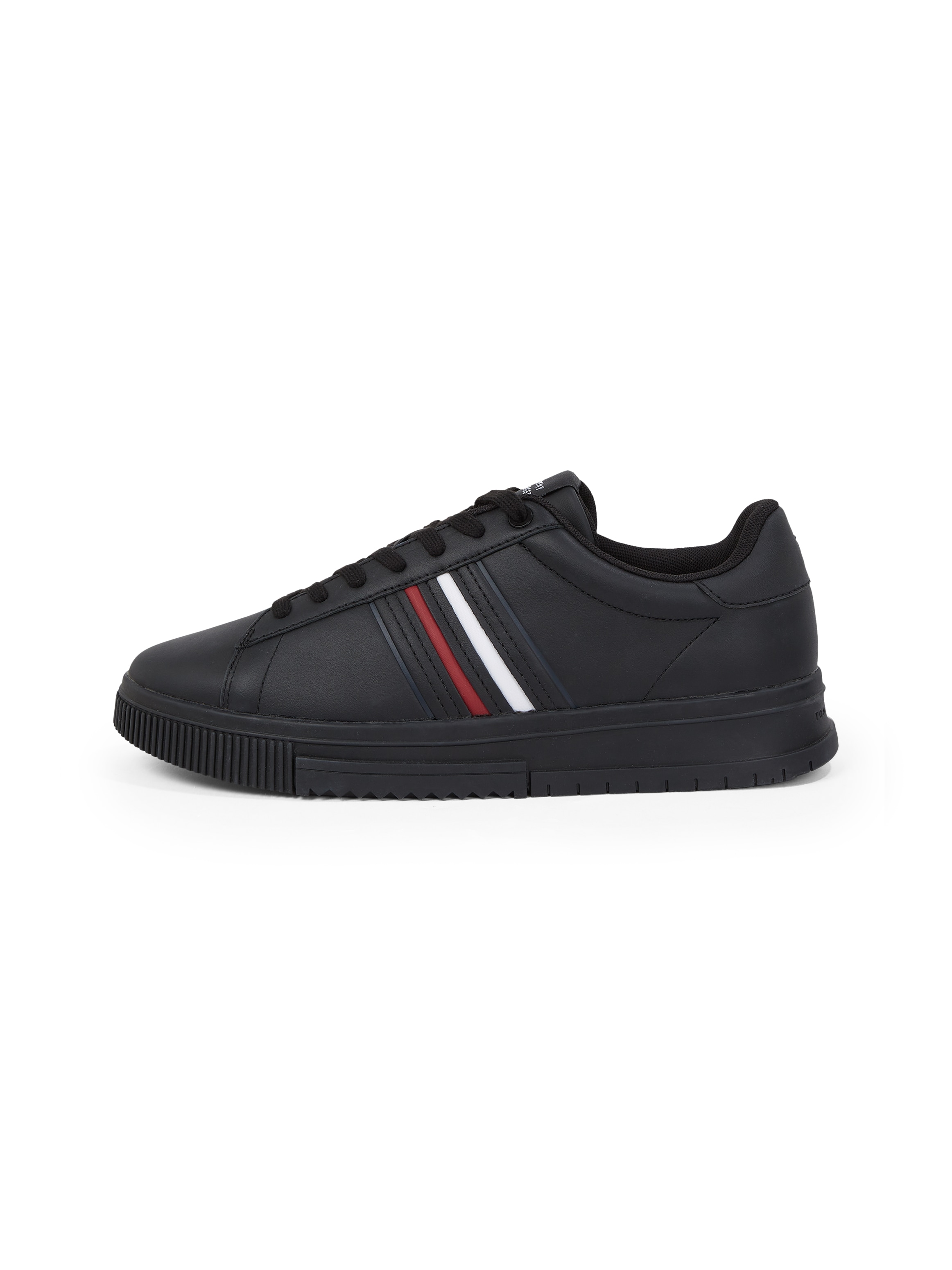 Tommy Hilfiger Sneaker »MODERN CUPSOLE STRIPES LTH«, Freizeitschuh, Halbschuh, Schnürer mit seitlichen Streifen