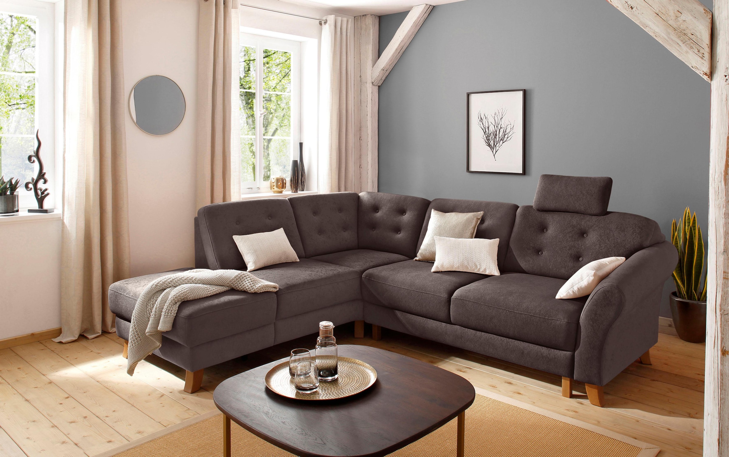 Home affaire Ecksofa »Trondheim L-Form«, mit Federkern