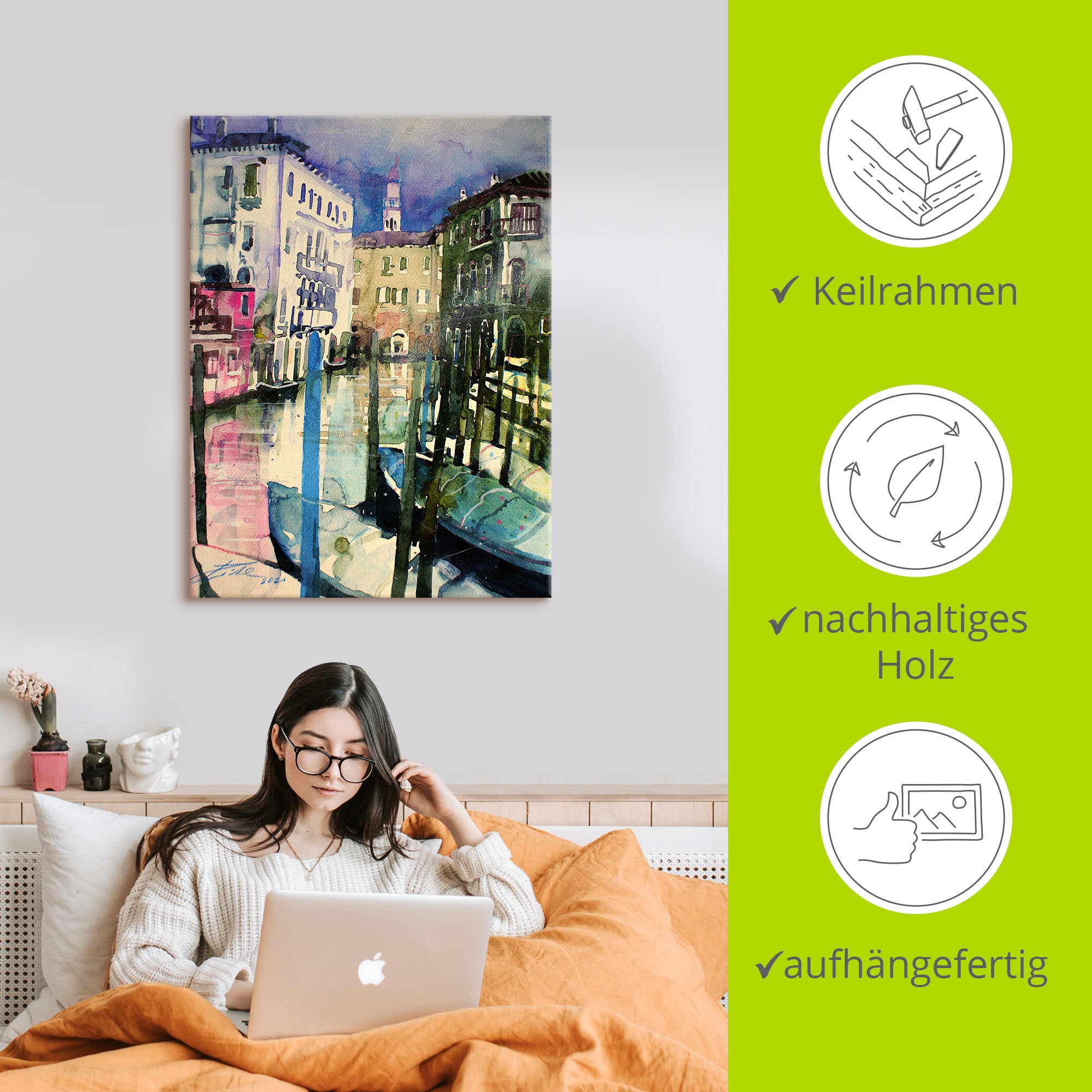 Artland Wandbild »Venedig, Fondamenta Malcanton«, Venedig, (1 St.), als Alubild, Outdoorbild, Leinwandbild in verschied. Größen