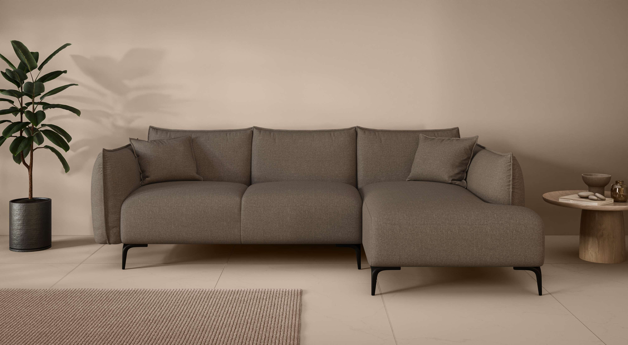 LeGer Home by Lena Gercke Ecksofa "Adelita mit Ottomane links oder rechts bestellbar, B/H/T 270/97/168" L-Form mit Wellenunterfederung, enthält 2 Zierkissen