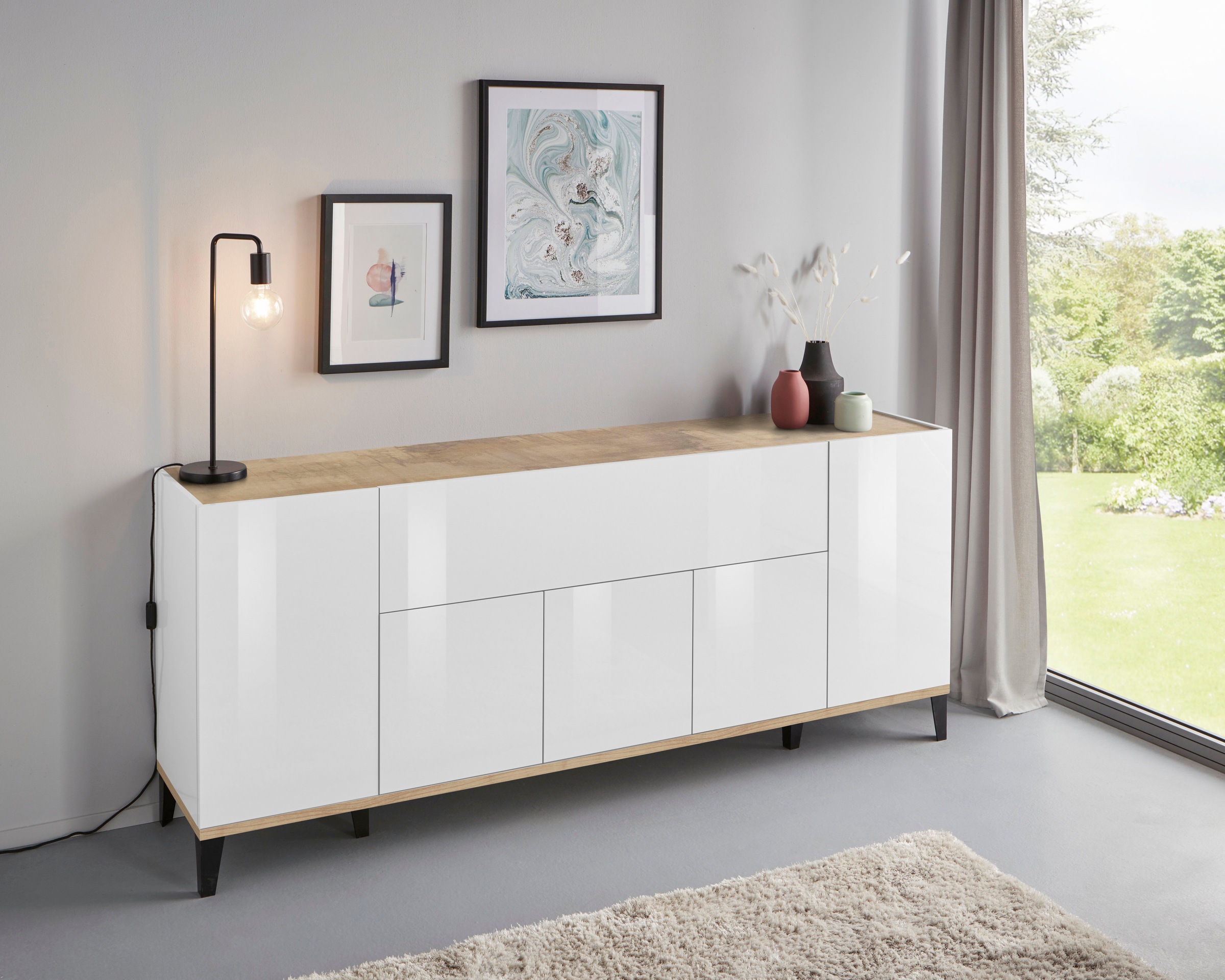 INOSIGN Sideboard "Sunrise", Kommode mit 5 Türen und 1 Klapptür, Breite 200 günstig online kaufen