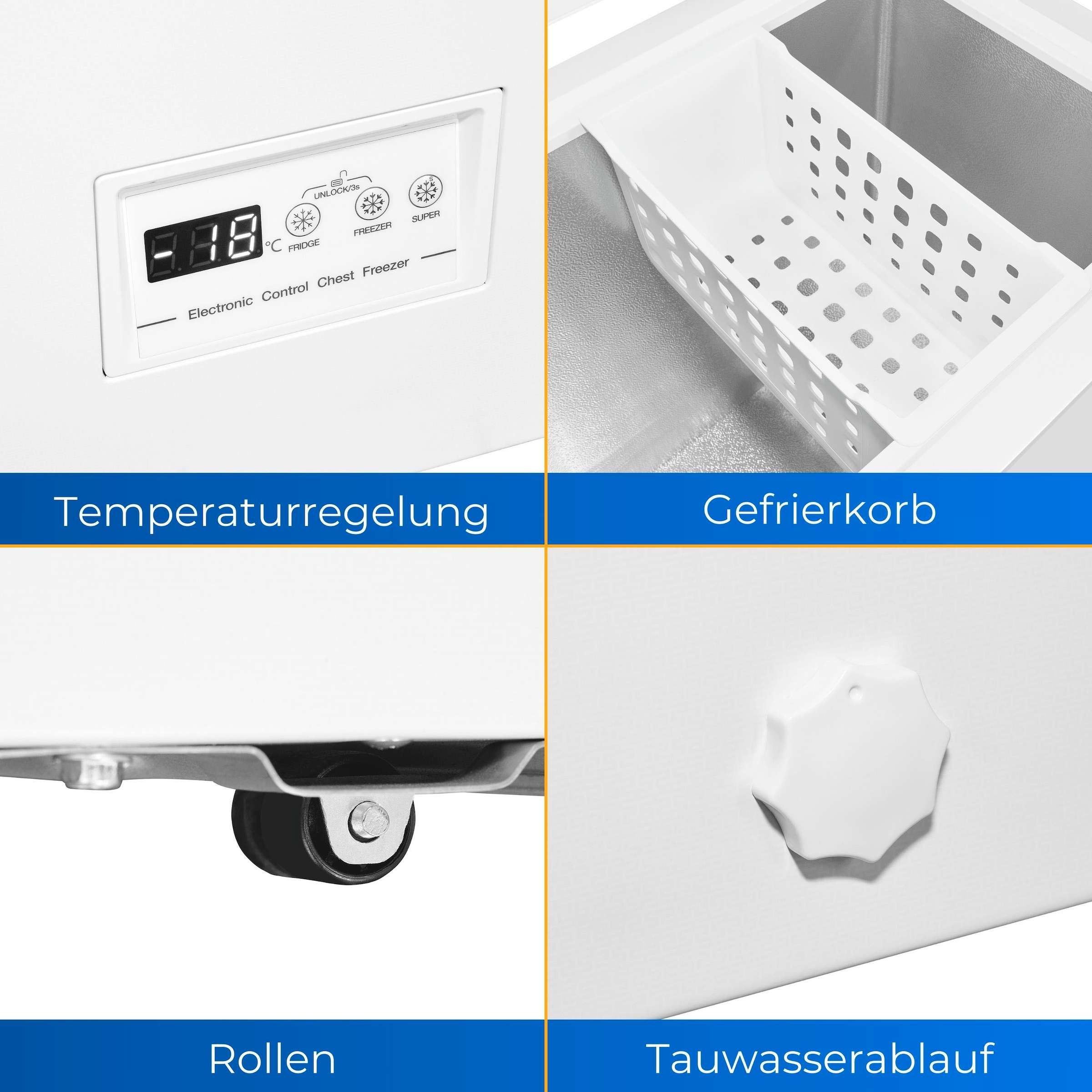 exquisit Gefriertruhe »GT150-E-041E weiss«, 84,5 cm hoch, 70,5 cm breit, 142 Liter Nutzinhalt, Schnellgefrierfunktion, Kühltruhe 2-in-1 Gerät