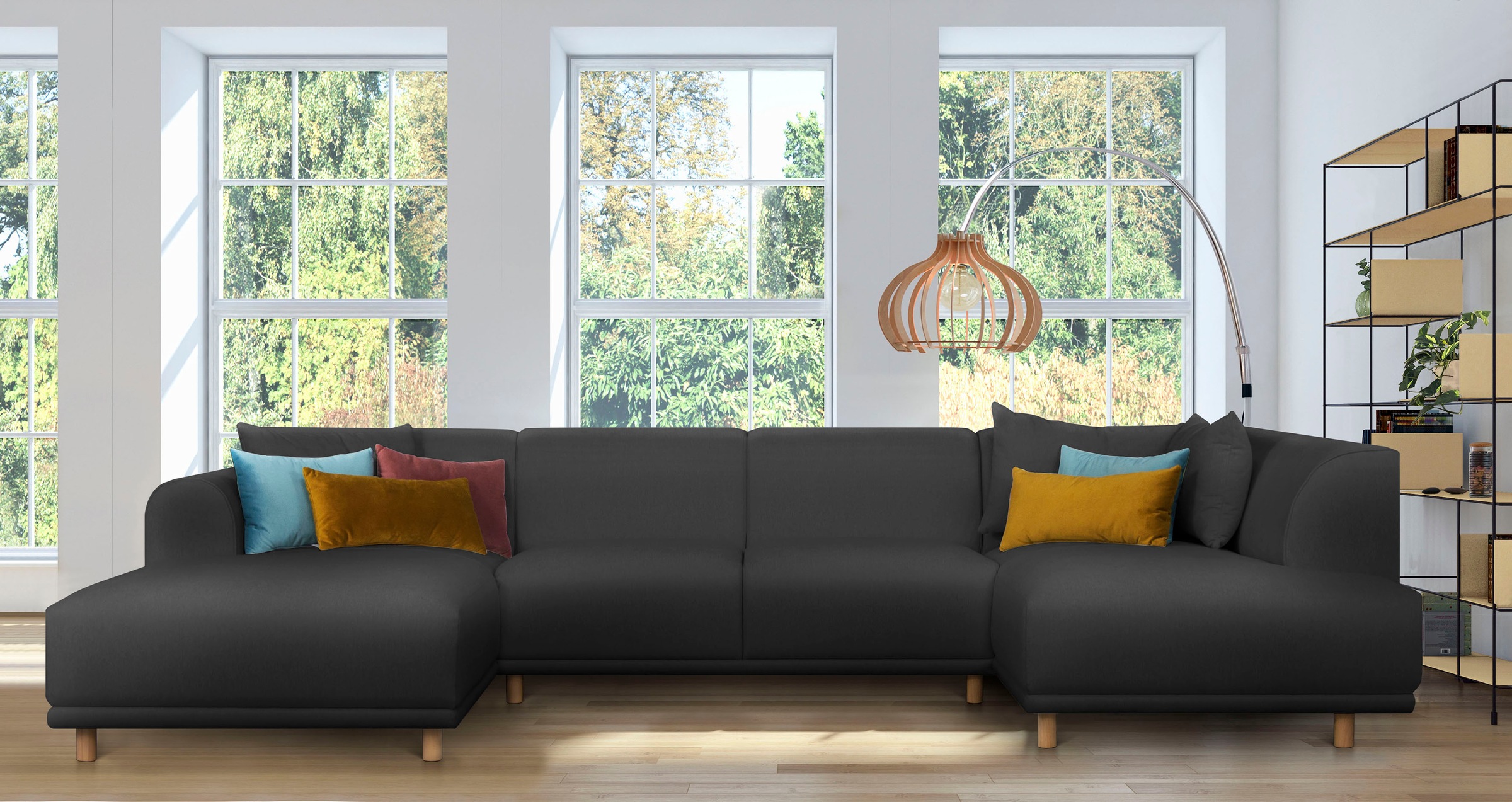 andas Wohnlandschaft »Maroon U-Form«, in skandinavischem Design, mit losen Kissen