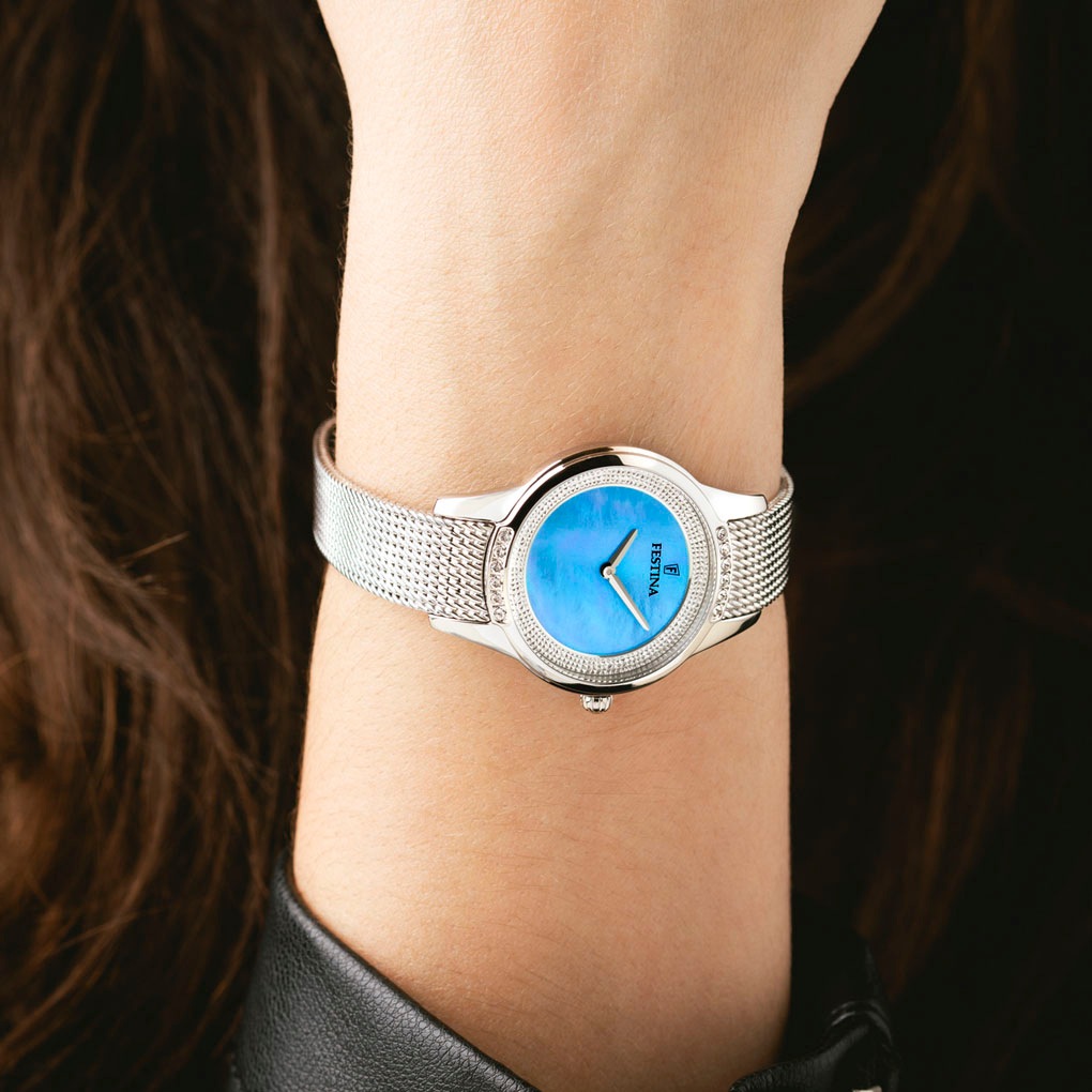Festina Quarzuhr »Mademoiselle« Armbanduhr, Damenuhr, Edelstahlarmband, analog, Zirkonia (synth.)