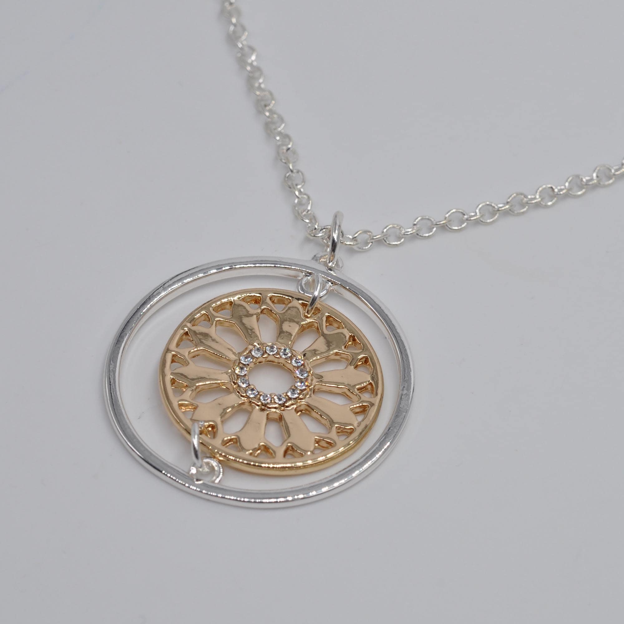 Steuer Kette mit Anhänger »Metall Glänzend Glasstein weiß«