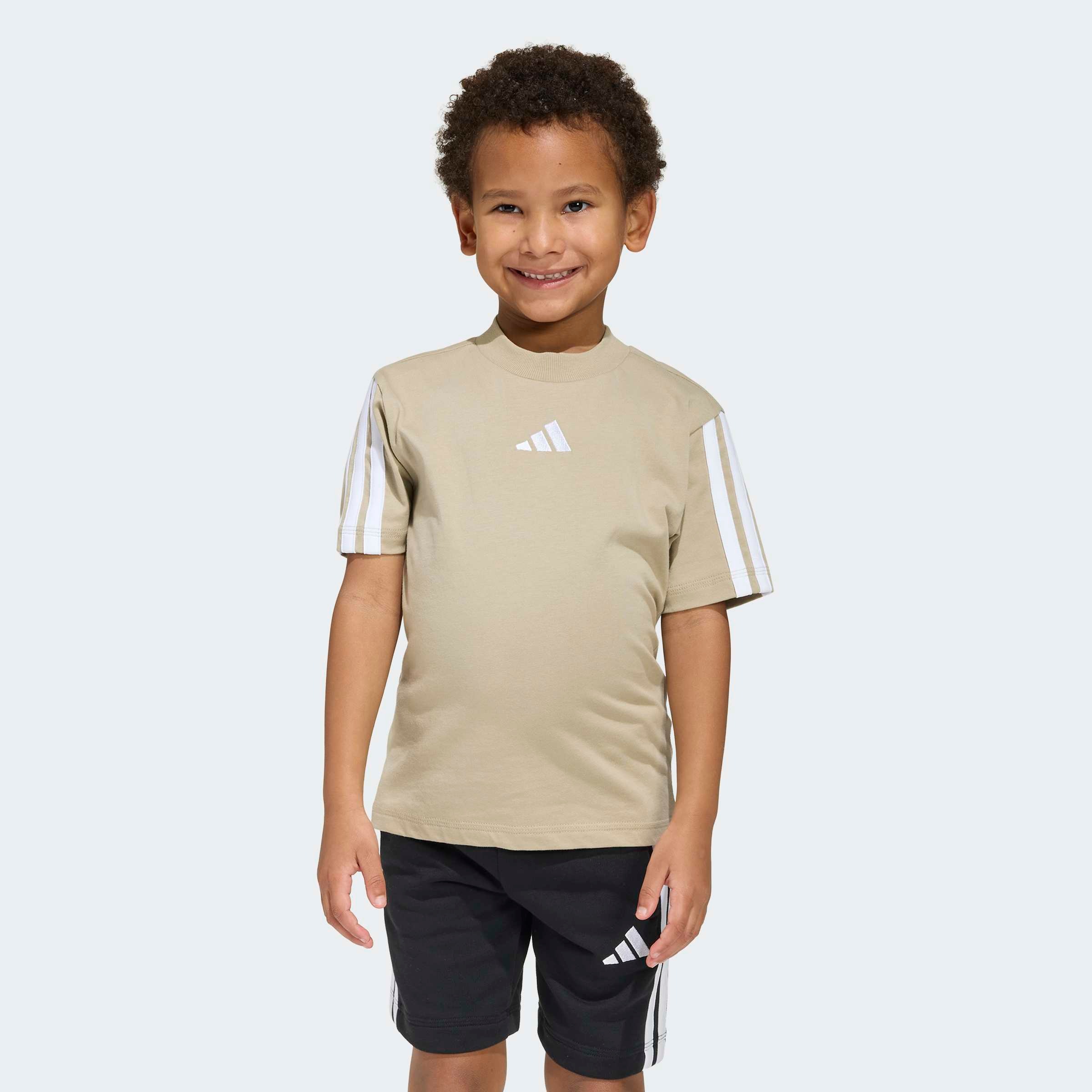 T-Shirt ADIDAS SPORTSWEAR "ESSENTIALS KIDS", Mädchen, Gr. 122, wonder cargo, weiß, Obermaterial: 100% Baumwolle, Rundhals, Shirts T-Shirt, sportlicher Stil, Kurzarm, ohne Verschluss, Rundhalsausschnitt