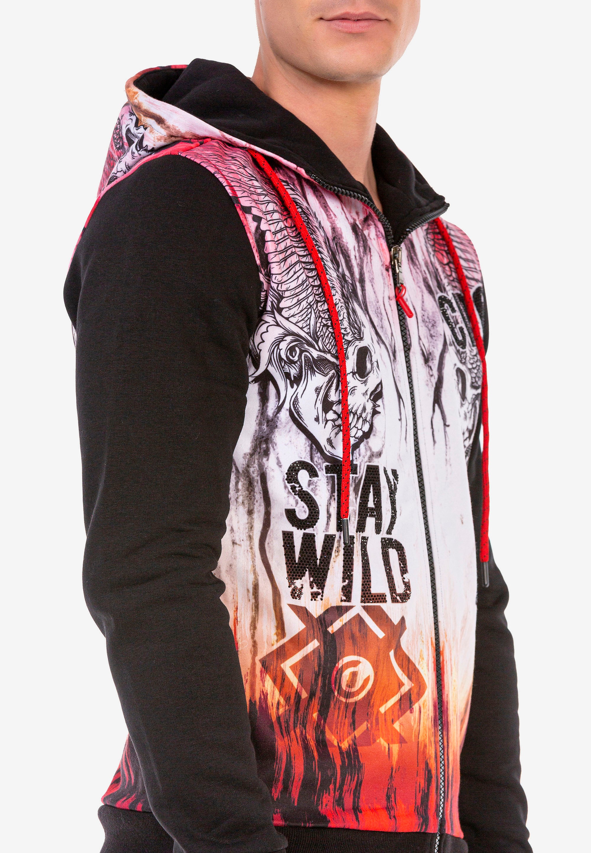 Cipo & Baxx Sweatjacke, mit coolen Totenkopf-Prints