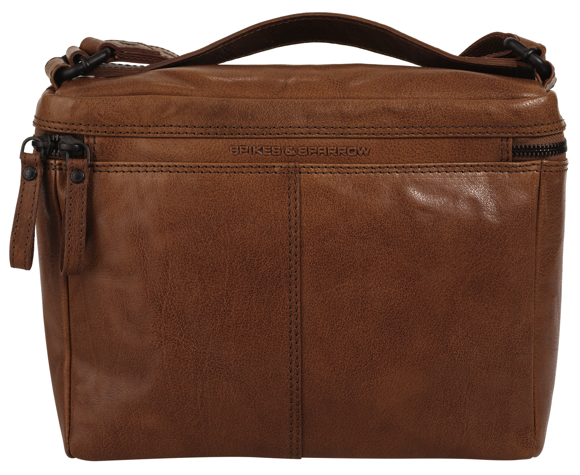 Umhängetasche SPIKES & SPARROW, Damen, Gr. B/H/T: 23cm x 19cm x 8cm onesize, braun (cognac), Leder, Taschen Umhängetasche, echt Leder 2