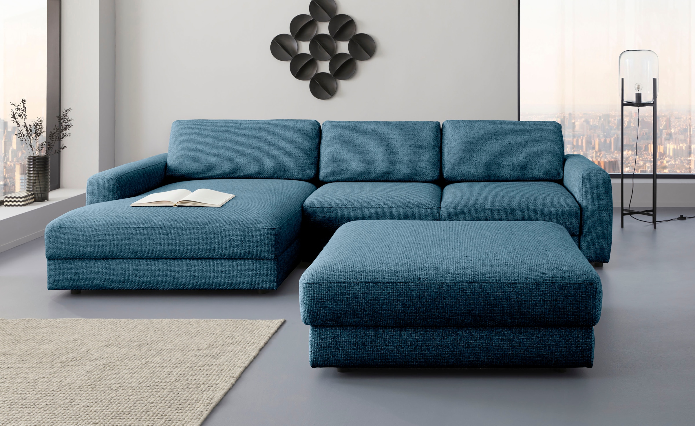 Home affaire Ecksofa "Bloomfield, bequem und elegant, Breite 303cm, L-Form" mit Bettfunktion und Bettkasten, Unser Dauertiefpreis