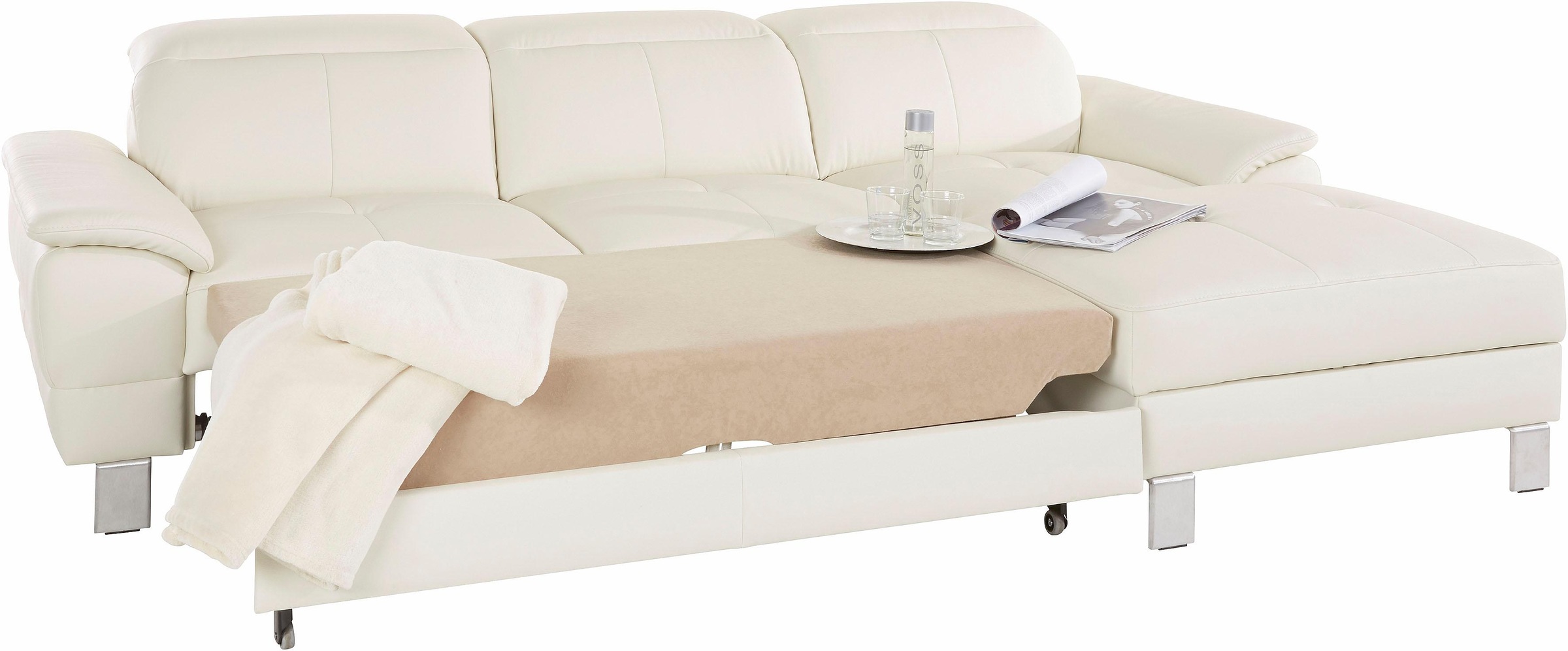 exxpo - sofa fashion Ecksofa »Mantua 2, inkl. Kopf- bzw. Rückenverstellung, bequem, L-Form«, wahlweise mit Bettfunktion und Bettkasten, tolle Verarbeitungsdetails