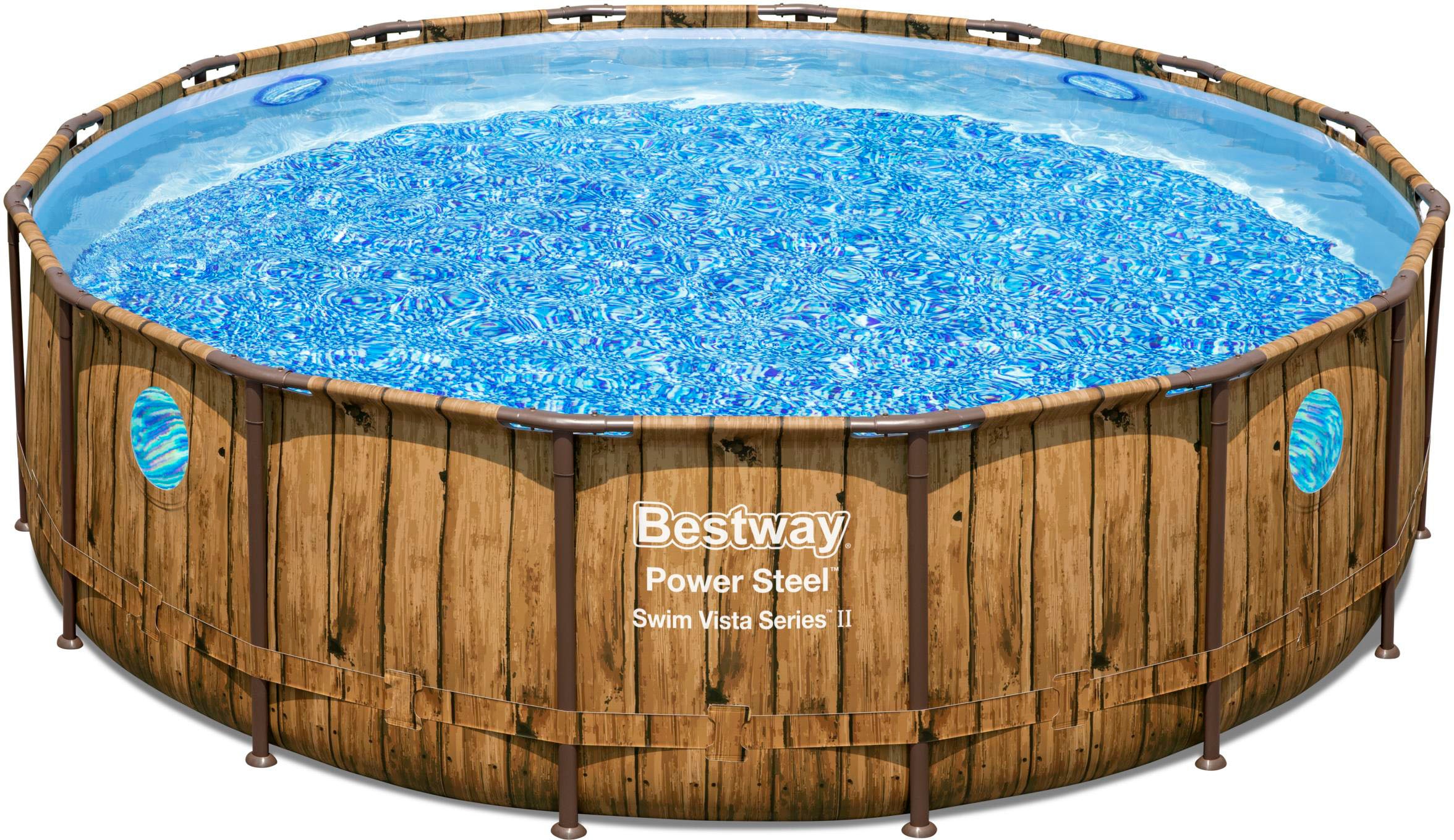 Bestway Framepool »Power Steel Swim Vista«, (Set), 488x122 cm, Holzoptik