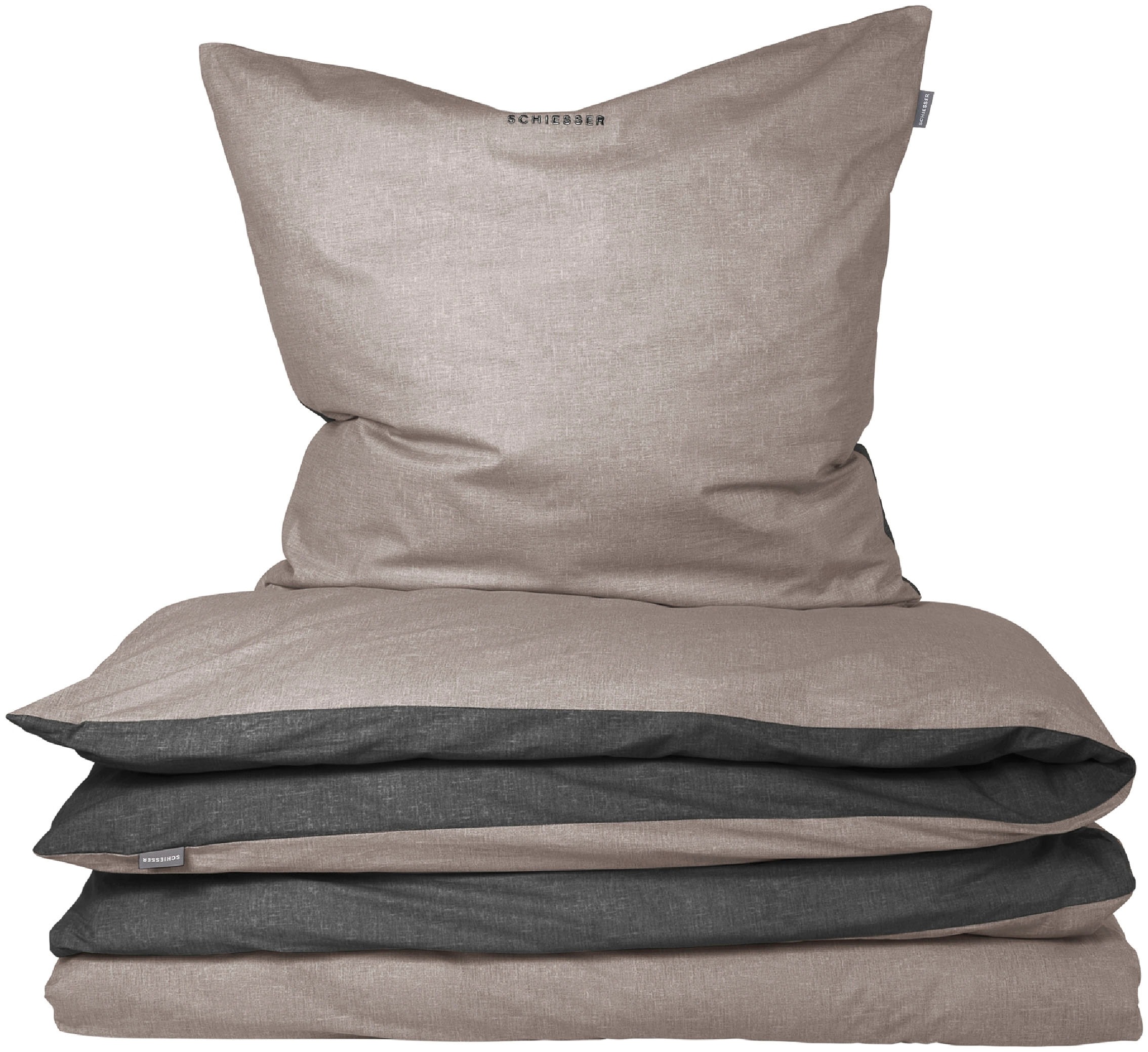 Schiesser Wendebettwäsche "Doubleface aus weicher Baumwolle mit edlem Melan günstig online kaufen