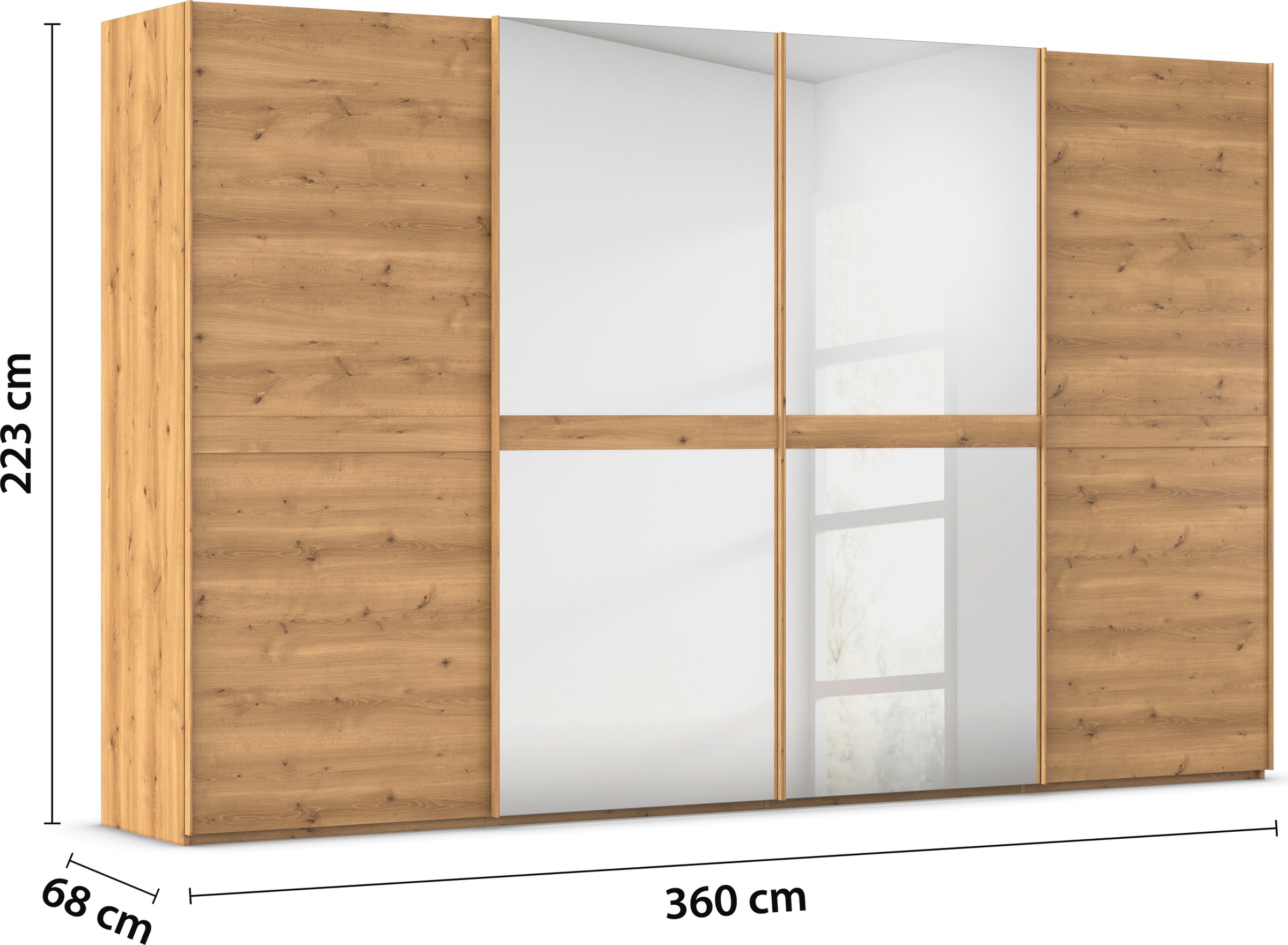 rauch Schwebetürenschrank »Kleiderschrank Schrank Garderobe Schlafzimmerschrank SCALE-LINE«, edle Optik mit Bauchbinde in Korpusfarbe mit Spiegel MADE IN GERMANY