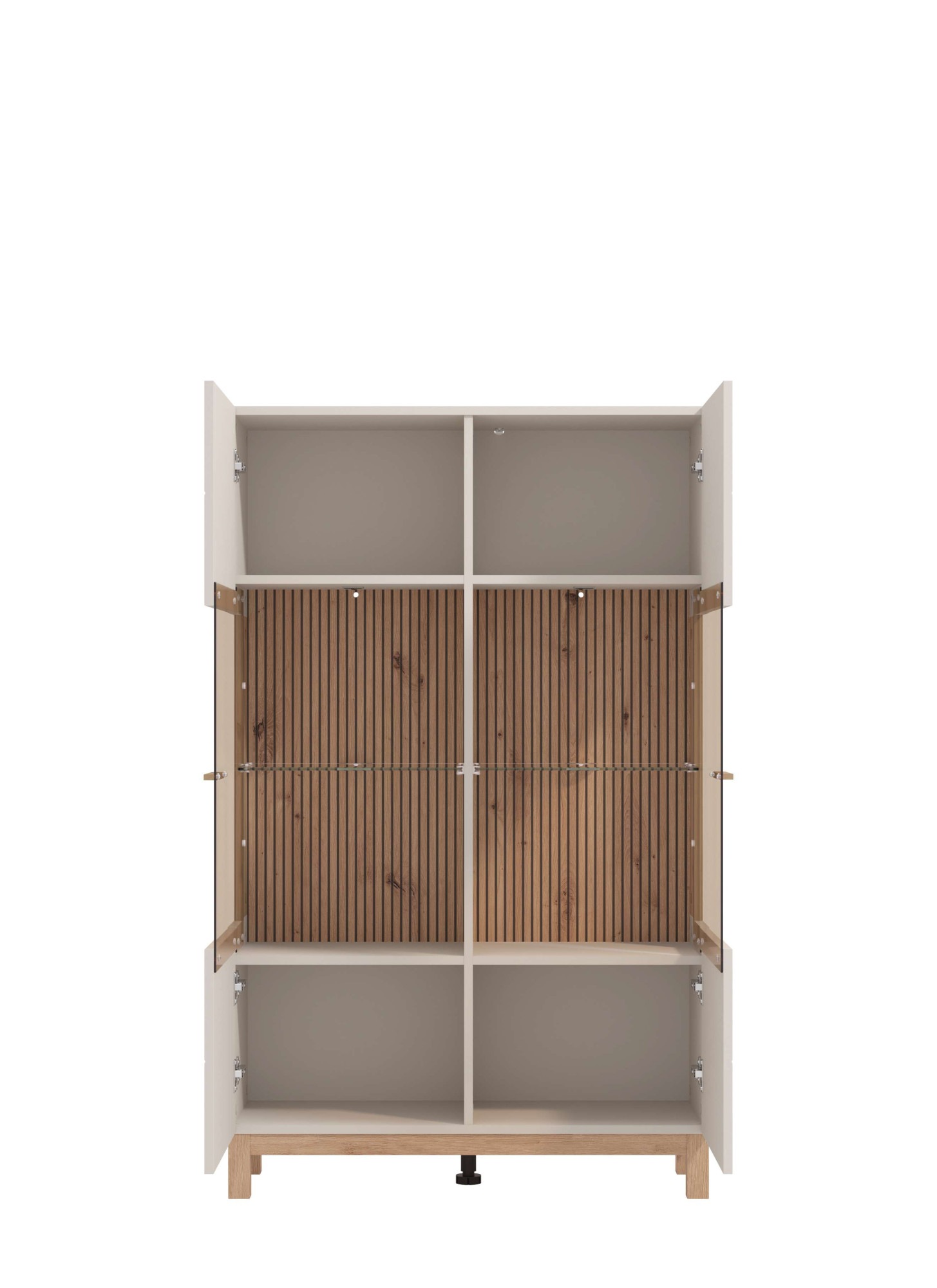 Home affaire Highboard »Essex, Hochkommode, Vitrine, Glasvitrine, Kombi-Highboard« Modernes Highboard in Kaschmir mit Glasfront & Lamellen-Optik