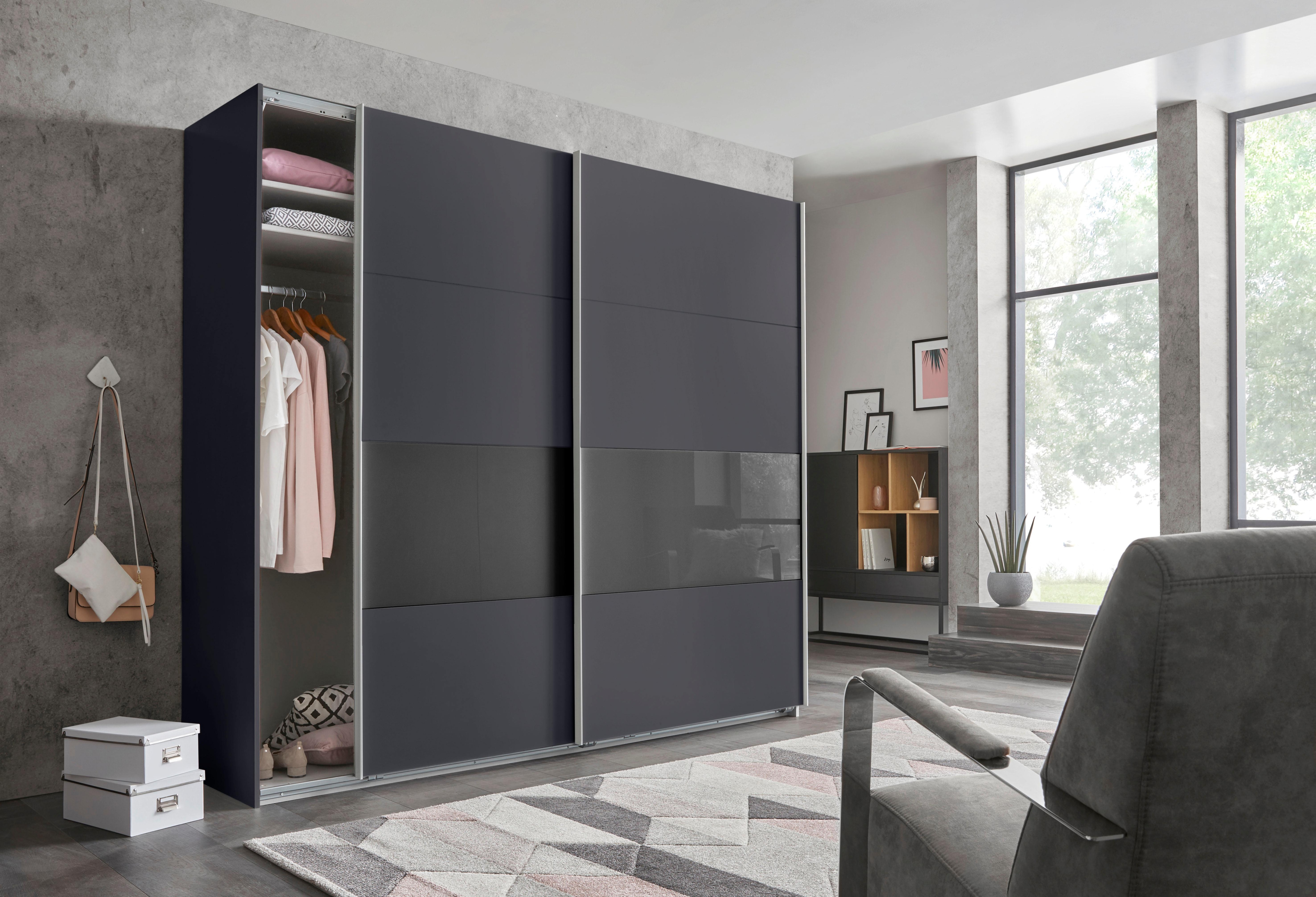Wimex Schwebetürenschrank "Bramfeld Kleiderschrank" mit Glaselementen und zusätzlichen Einlegeböden