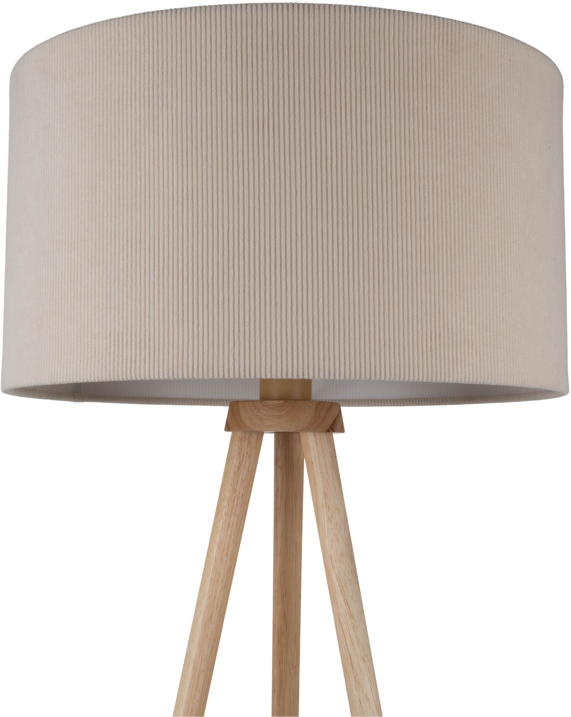 OTTO home Stehlampe »Torell« E27 1 Stk. Schirm mit Cordbezug, Dreibein aus Holz, 1x E27 exkl., Zuleitung 300cm