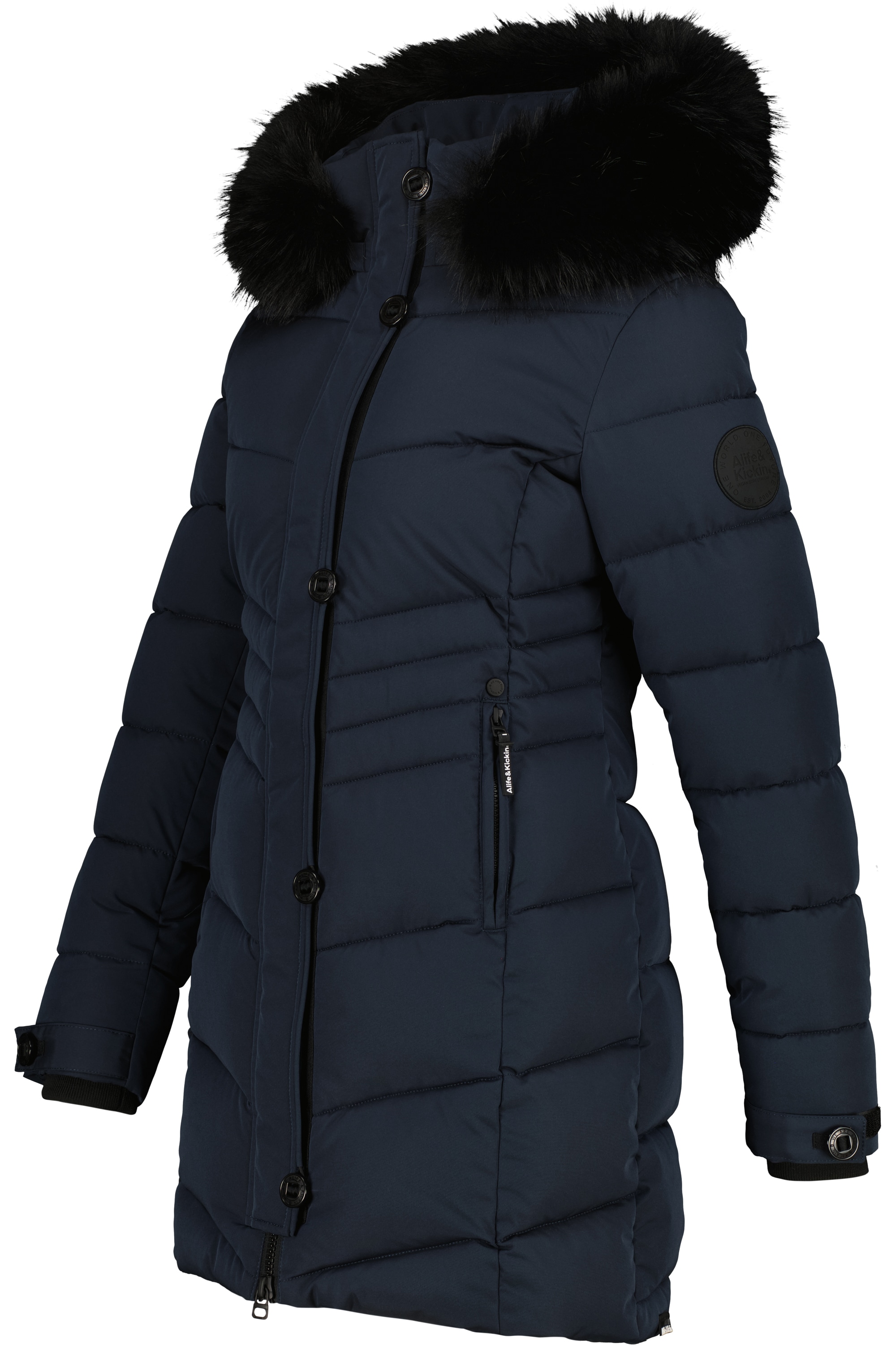 Alife & Kickin Winterjacke »Damen AmaliaAK A«, mit Kapuze, Lange gefütterte Damenwinterjacke mit abnehmbarer Kunstfellkapuze