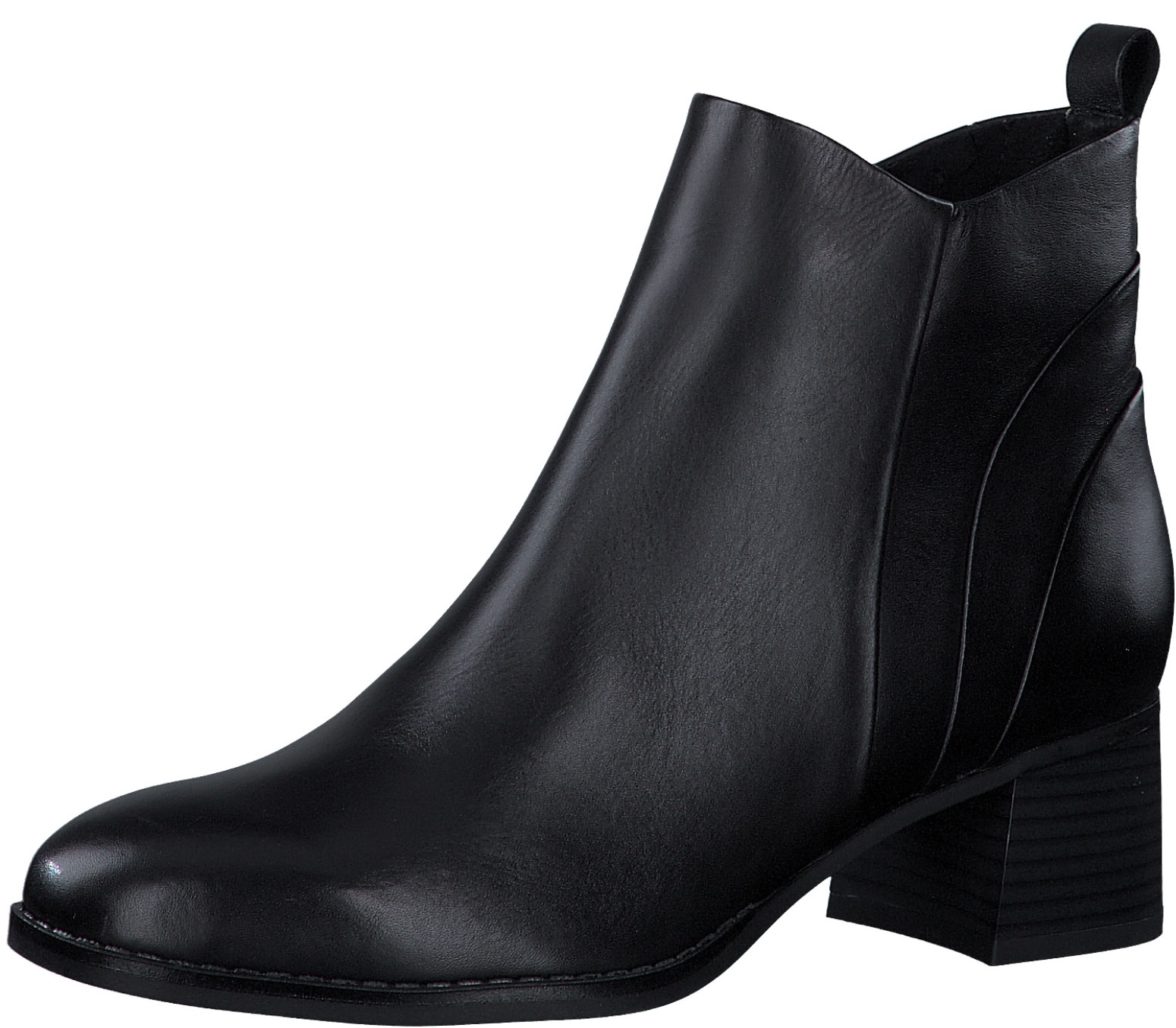 Stiefelette, Blockabsatz, Business-Stiefelette, Ankleboots mit Anziehlasche