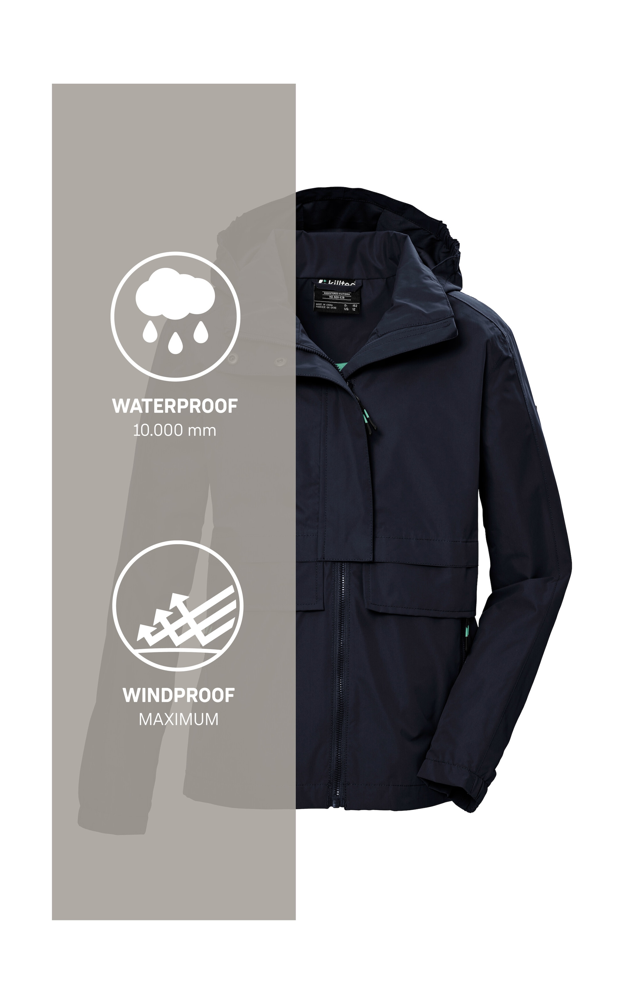 Killtec Funktionsjacke »KOS 149 GRLS JCKT«, regulierbare Kapuze, wasserdicht, PFAS-frei imprägniert