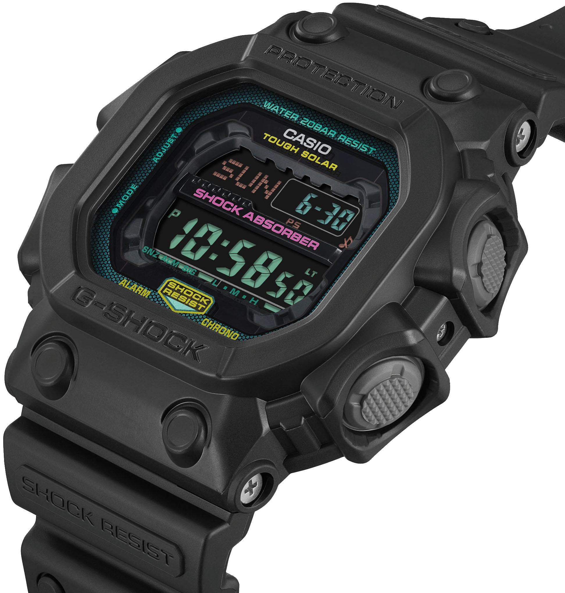 CASIO G-SHOCK Chronograph, Armbanduhr, Solar, Herrenuhr, digital,bis 20bar wasserd.Resinarmband