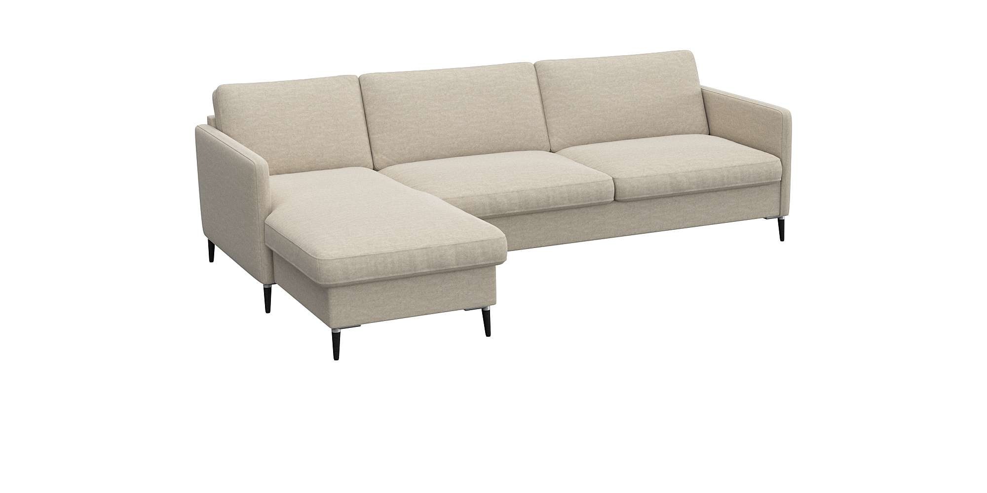 FLEXLUX Ecksofa »Fiore, L-Form«, schmale Armlehnen, Kaltschaum, Füße Alu+schwarz