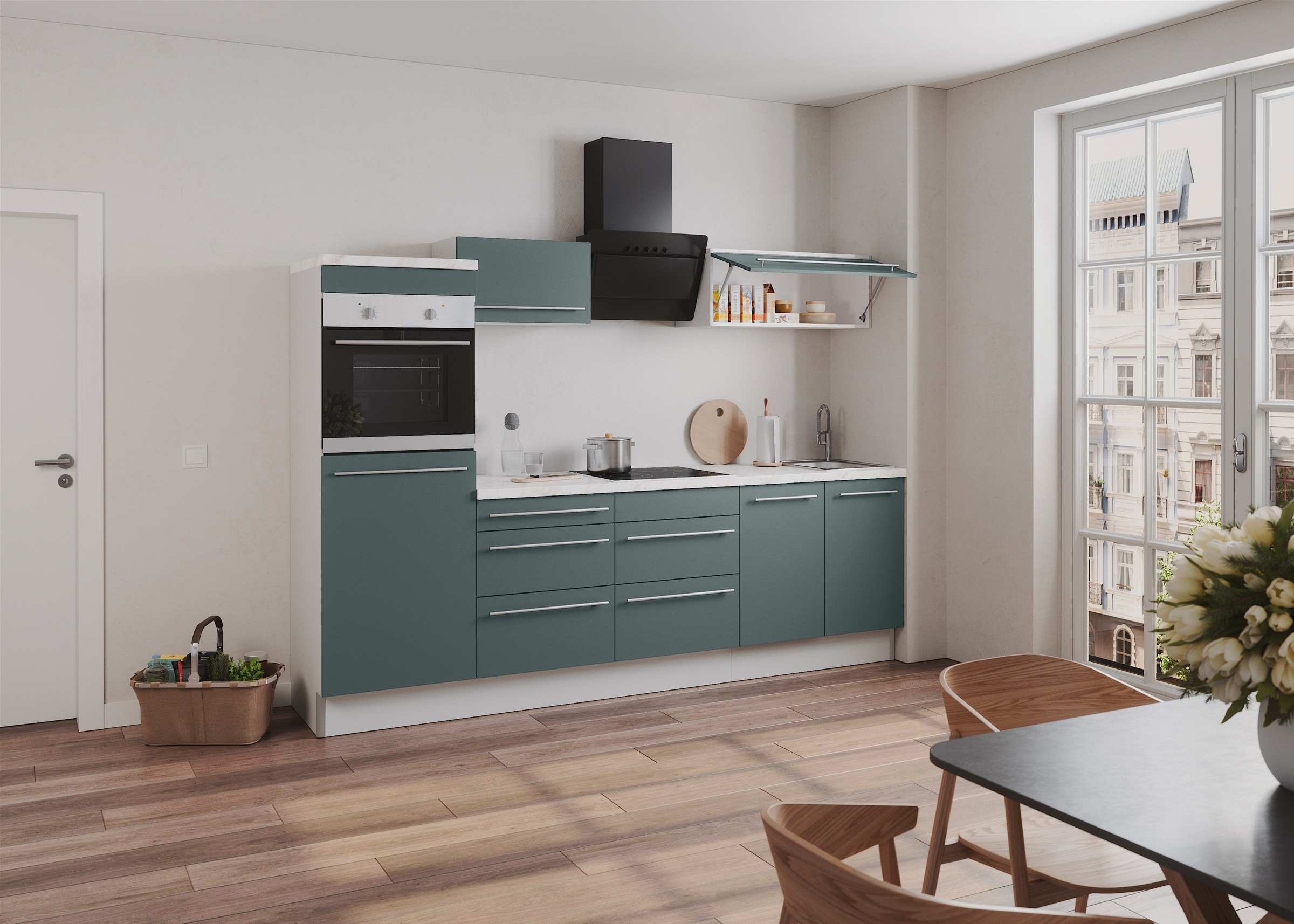 KOCHSTATION Küche "KS-Bern2", Breite 270 cm, wahlweise mit E-Geräten, Seite günstig online kaufen