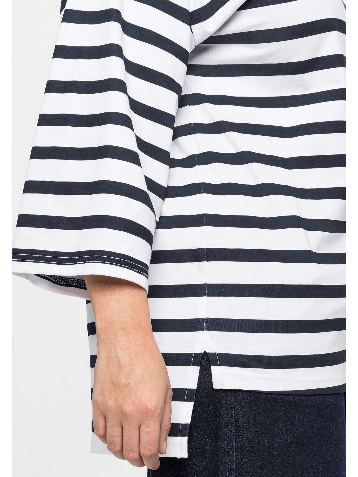 Sheego 3/4-Arm-Shirt »Große Größen«, mit Ringeln und Trompeten-Ärmeln für  bestellen | BAUR