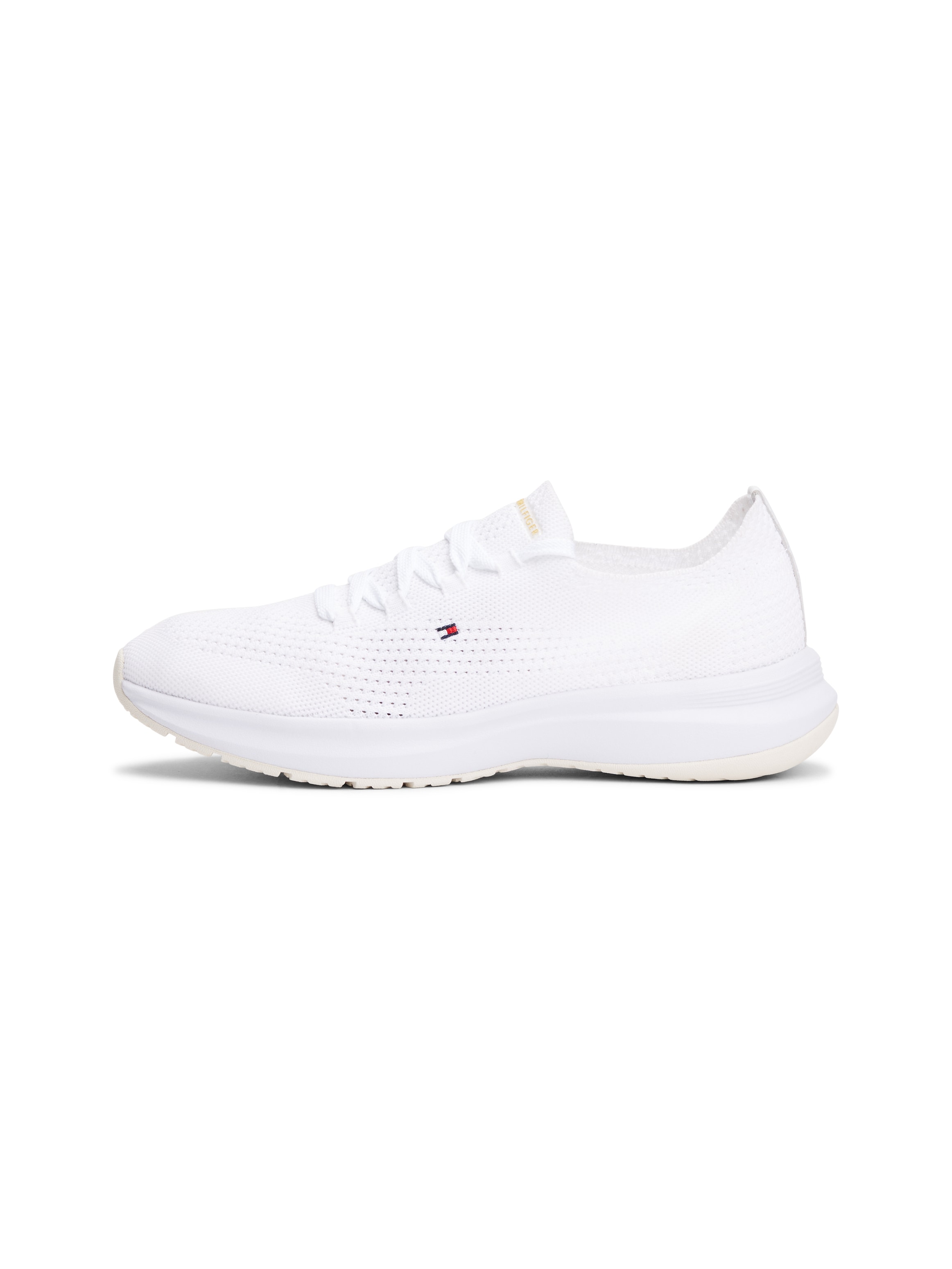 Tommy Hilfiger Slip-On Sneaker »TH KNIT RUNNER«, Freizeitschuh, Halbschuh, Schnürschuh mit gestickter Logoflag