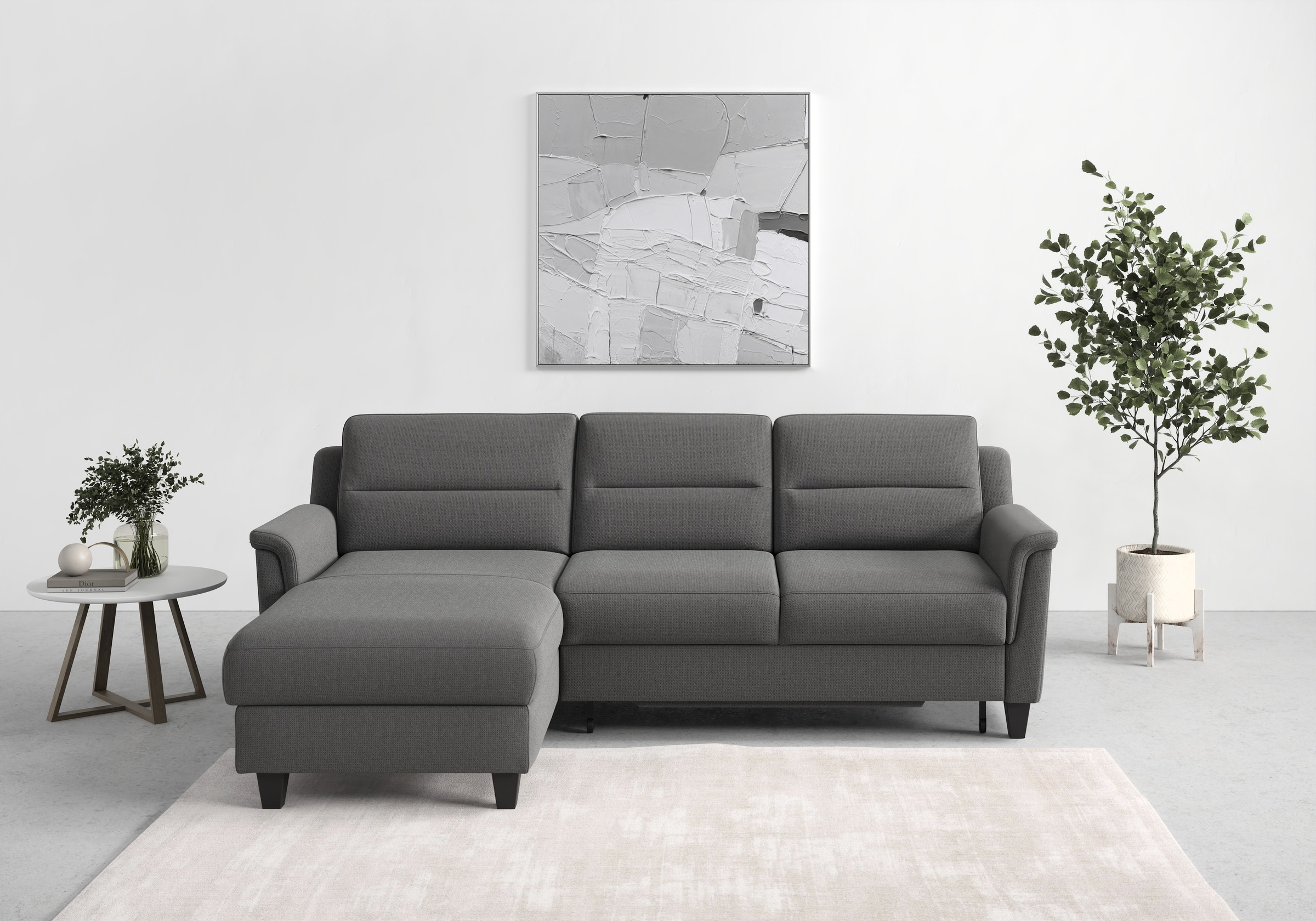 sit&more Ecksofa »Farö L-Form«, inklusive Federkern, wahlweise mit Bettfunktion und Bettkasten