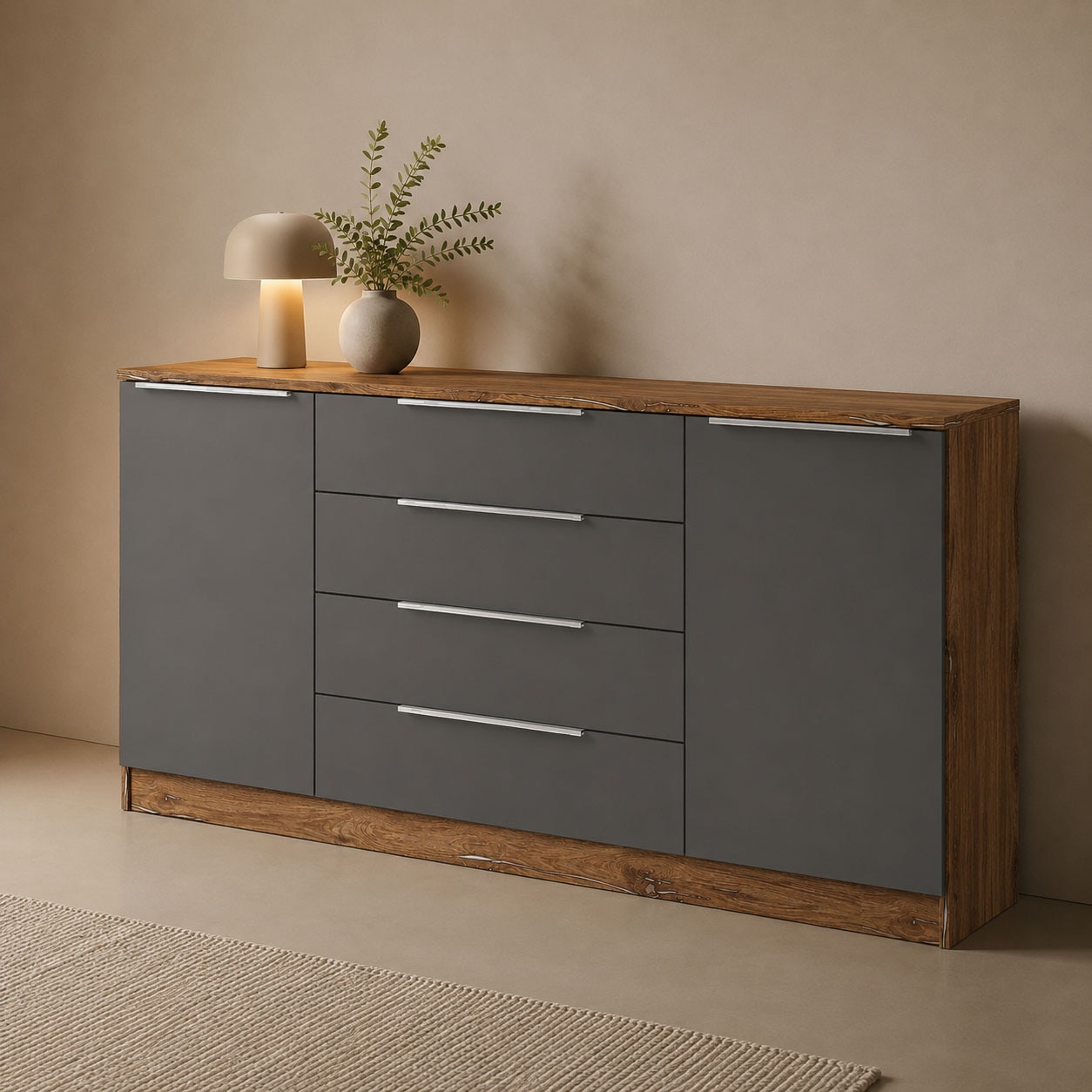 borchardt Möbel Kommode "Oliva, Kommode mit Metallgriffen" mit 4 Schubkästen