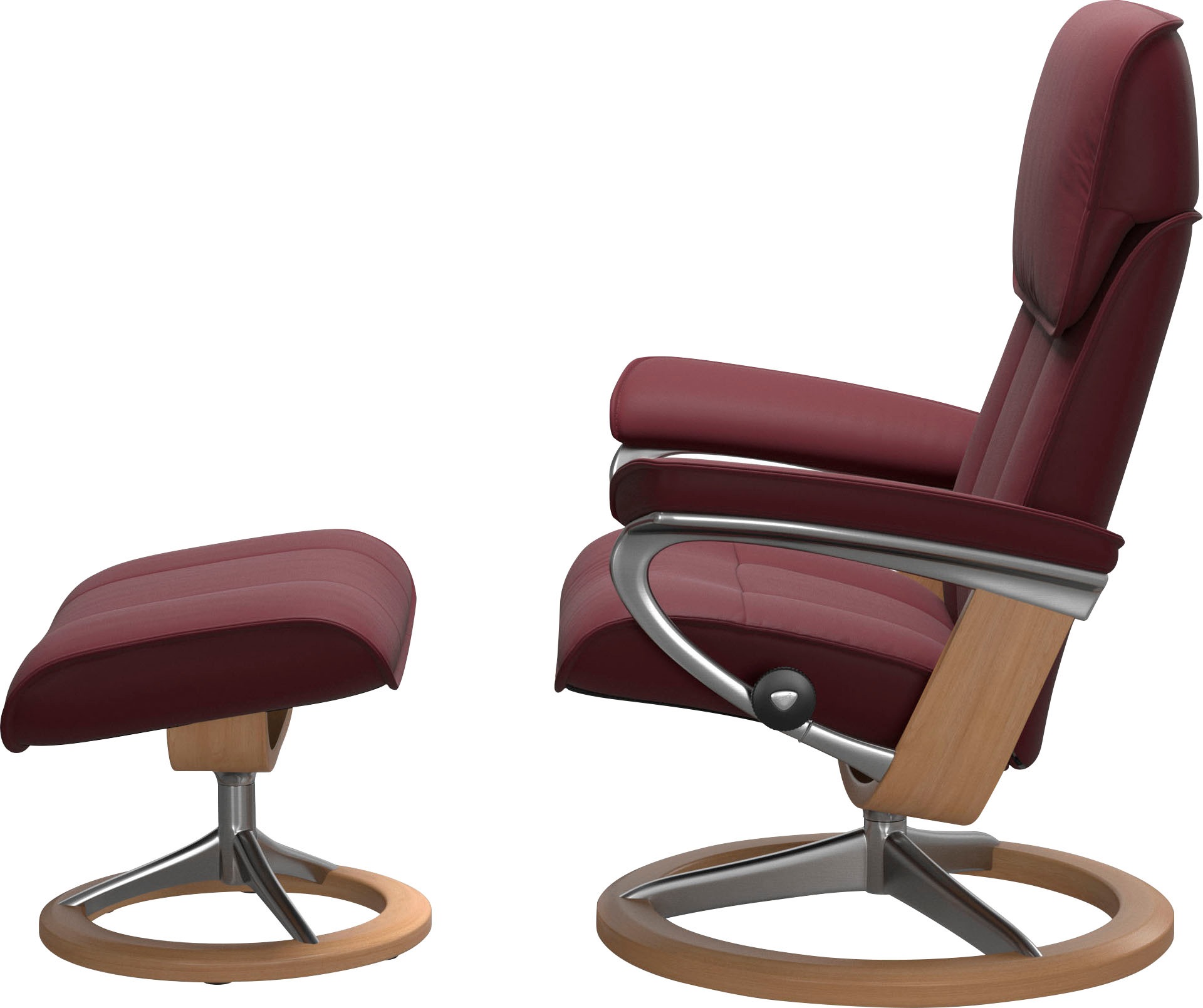 Thumbnail - Stressless Relaxsessel "Admiral" Set, Relaxsessel inkl. Hocker, mit Signature Base, Größe M & L, Gestell Eiche