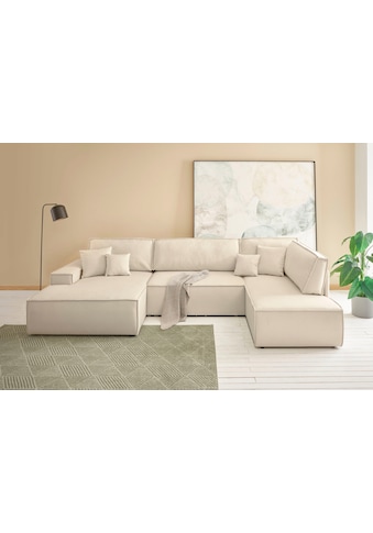 Wohnlandschaft »FINNLEY U-Form XXL 329 cm, Schlafsofa / Bettkasten«