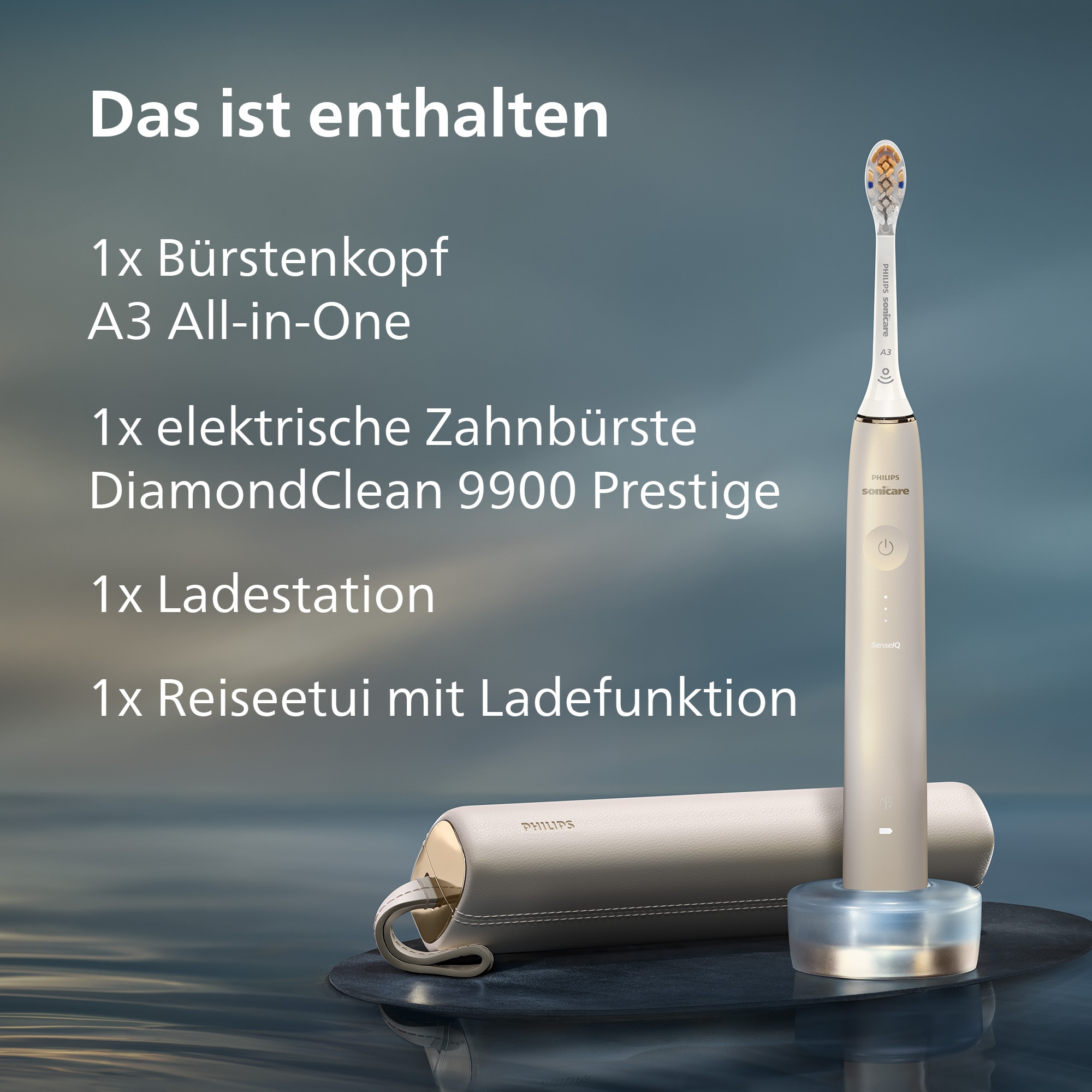 Philips Sonicare Elektrische Zahnbürste »Diamond Clean Prestige HX9992« 1 Stk. Aufsteckbürsten mit Schalltechnologie, SenseIQ-Technologie, KI gesteuerte Sonicare App