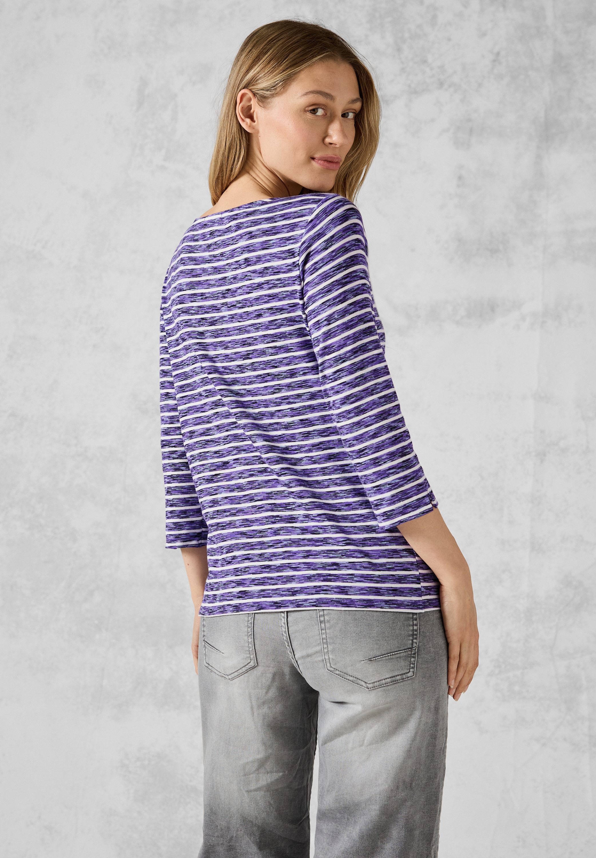 Cecil Rundhalsshirt, im Melange Look
